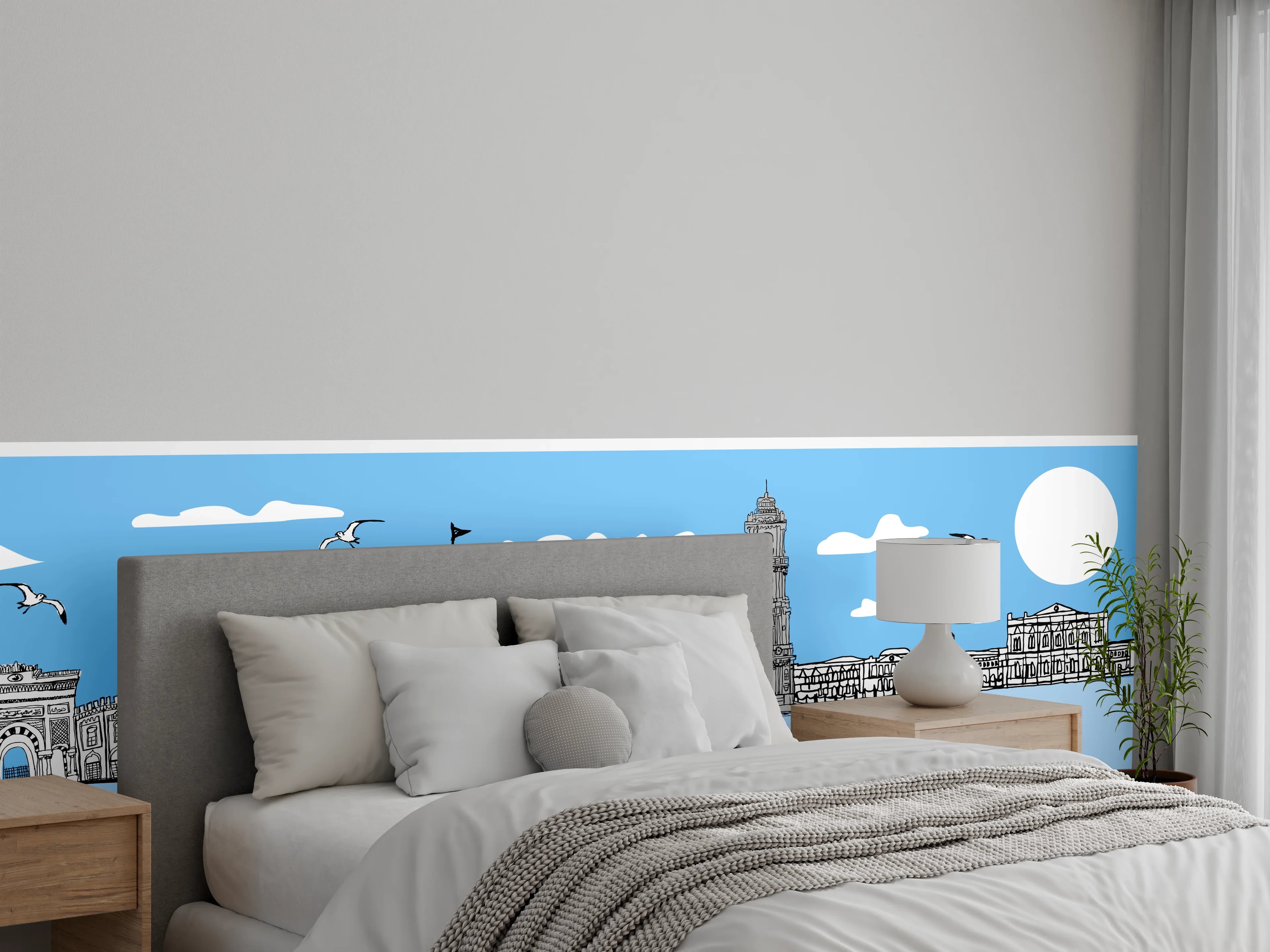 Wandverkleidung Schlafzimmer - Panorama Skylines Graphic Print
