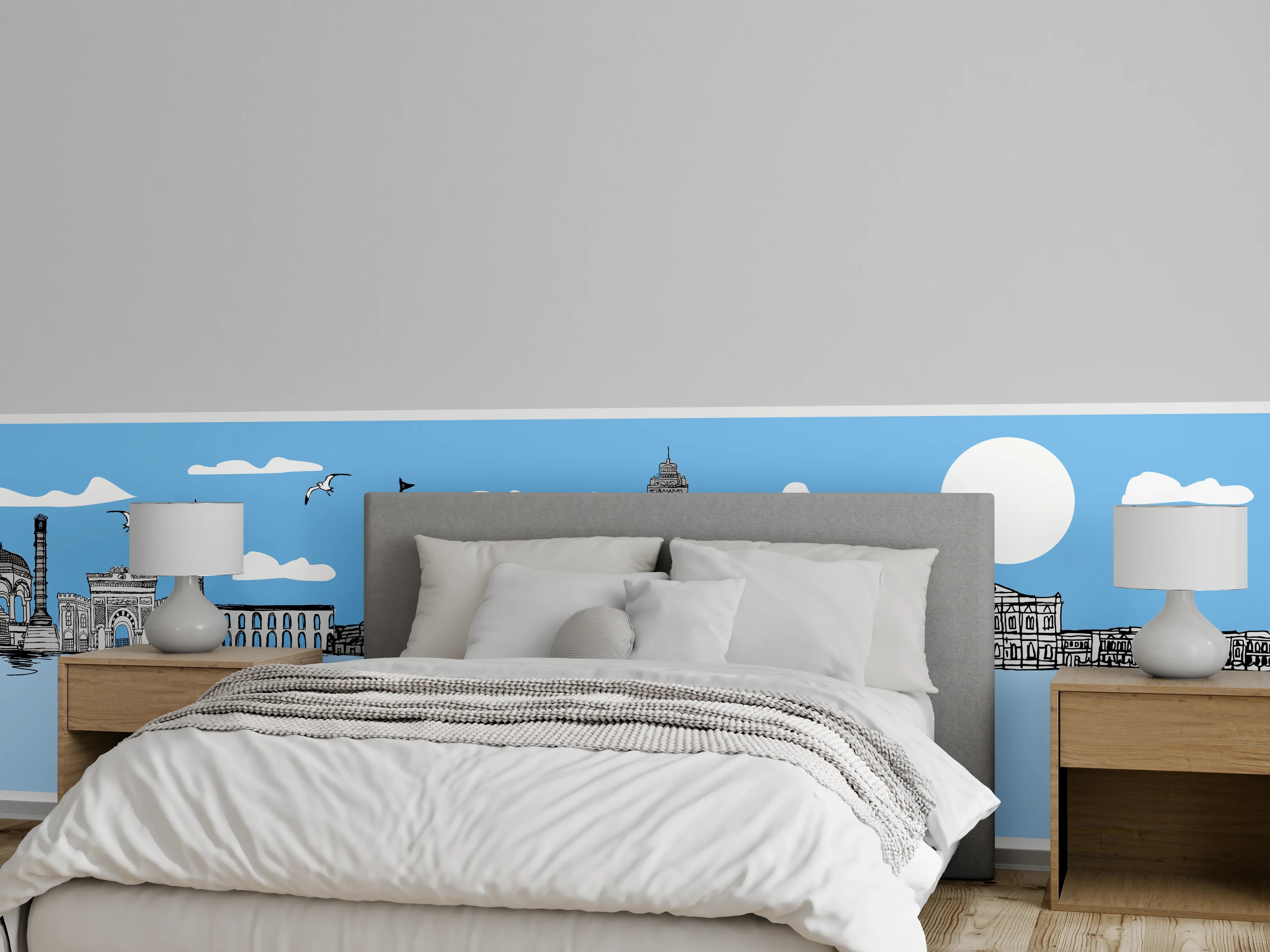 Wandverkleidung Schlafzimmer - Panorama Skylines Graphic Print