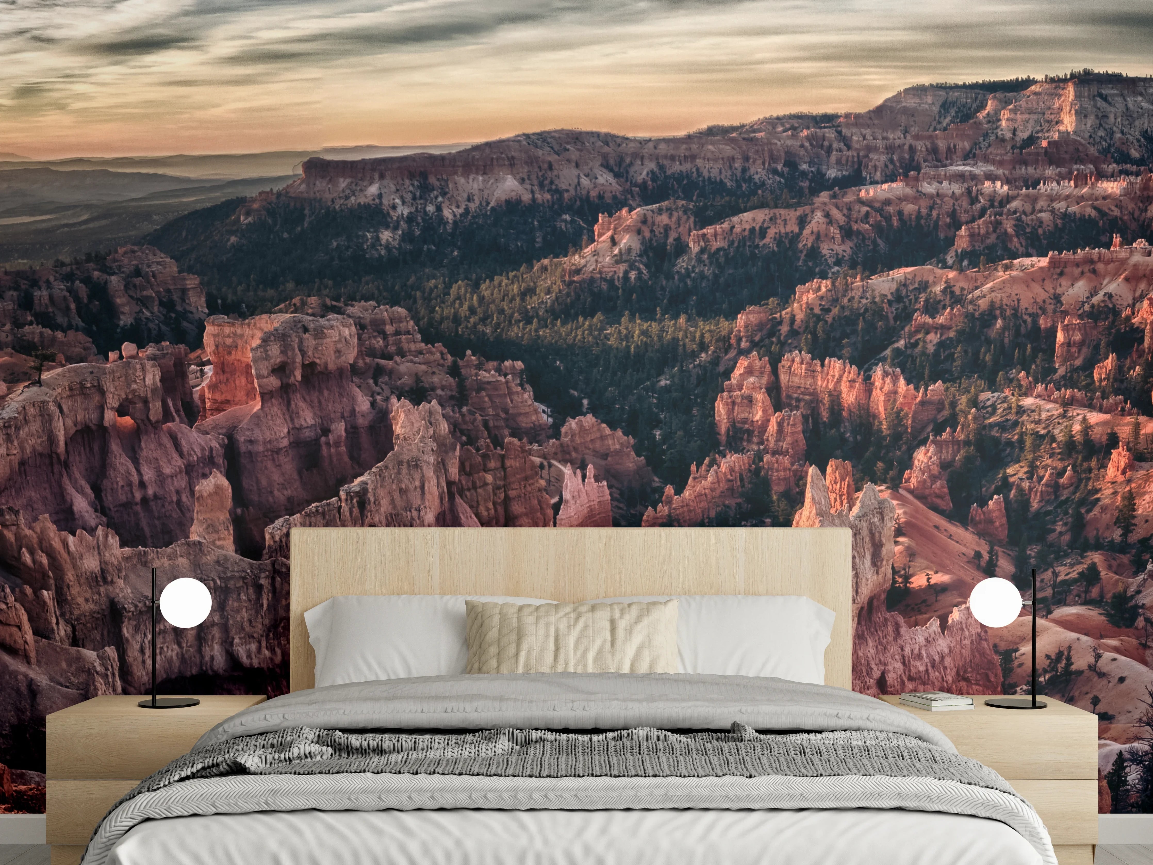 Wandverkleidung Schlafzimmer - Panorama Sonnenuntergang Canyon Landschaft
