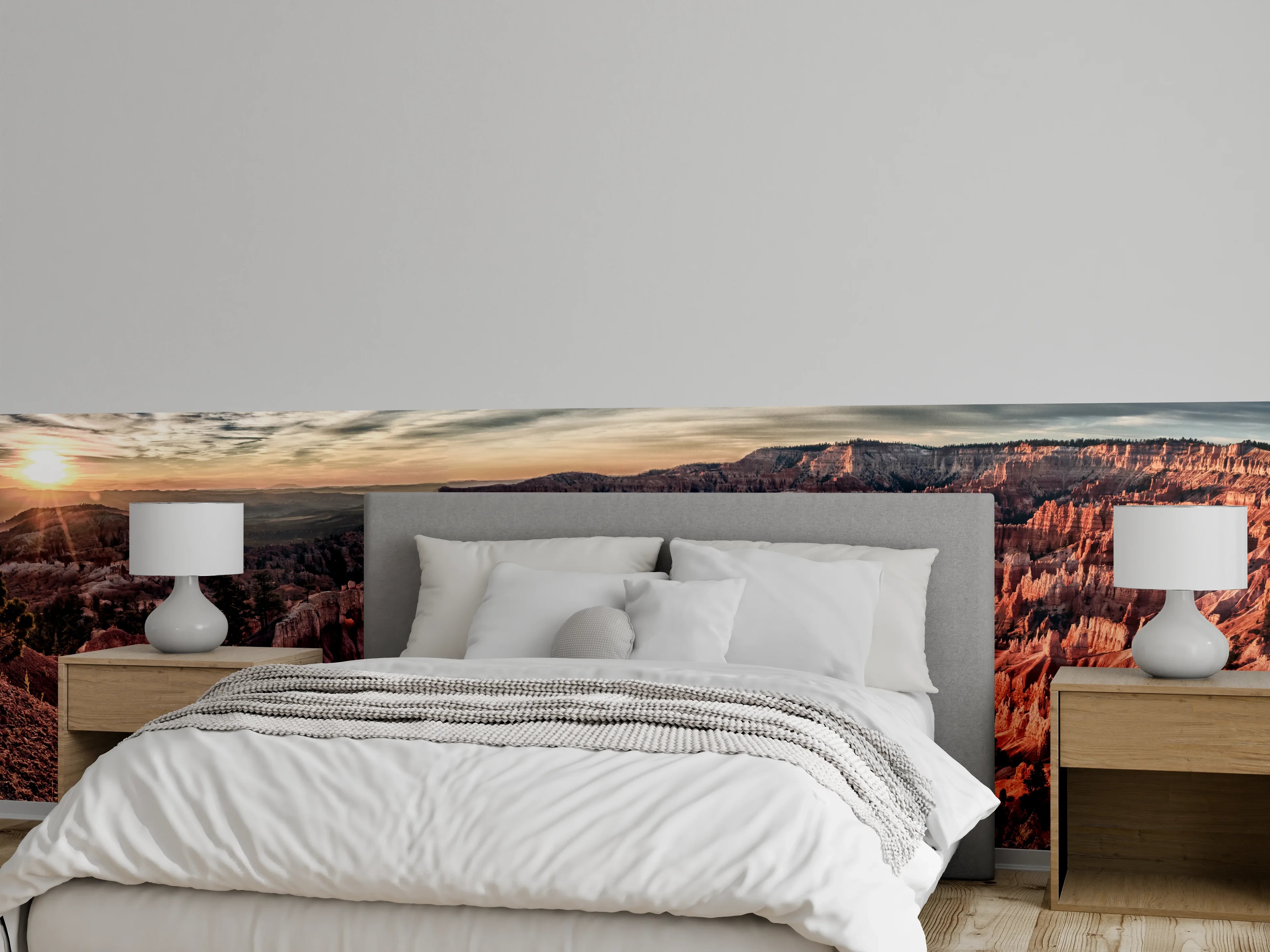 Wandverkleidung Schlafzimmer - Panorama Sonnenuntergang Canyon Landschaft