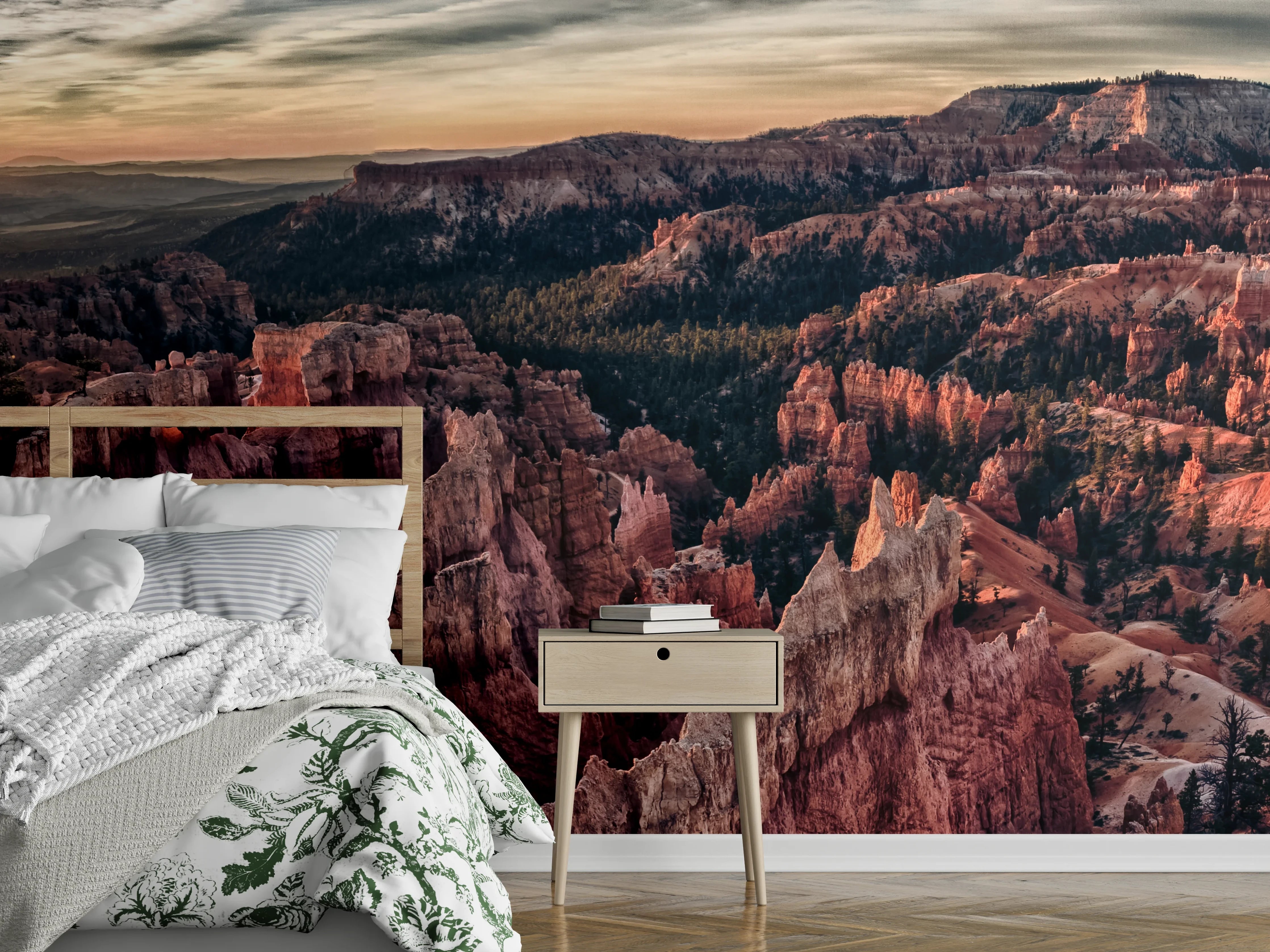 Wandverkleidung Schlafzimmer - Panorama Sonnenuntergang Canyon Landschaft