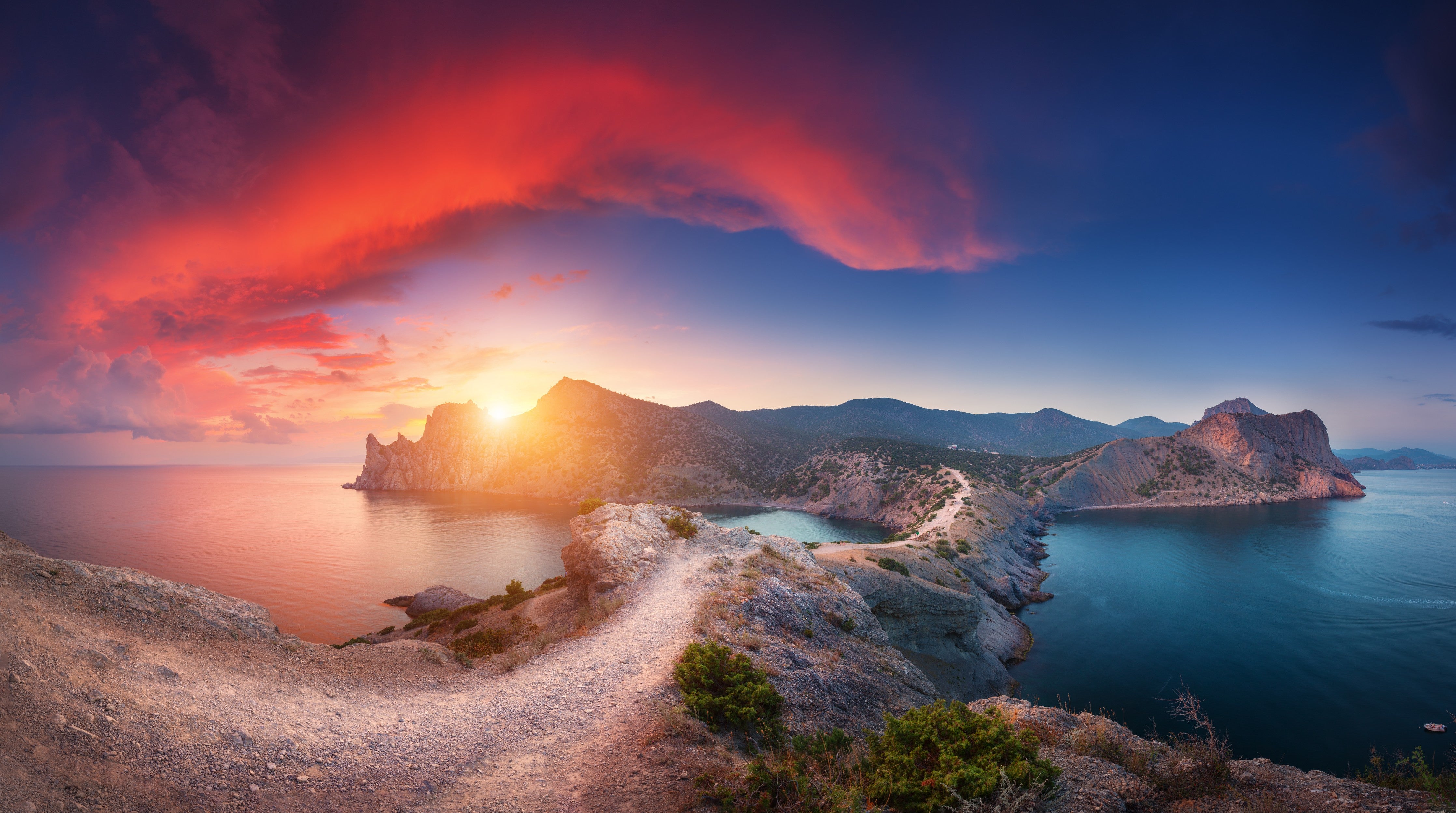 Wandverkleidung Schlafzimmer-Panorama Sonnenuntergang am Felsenmeer