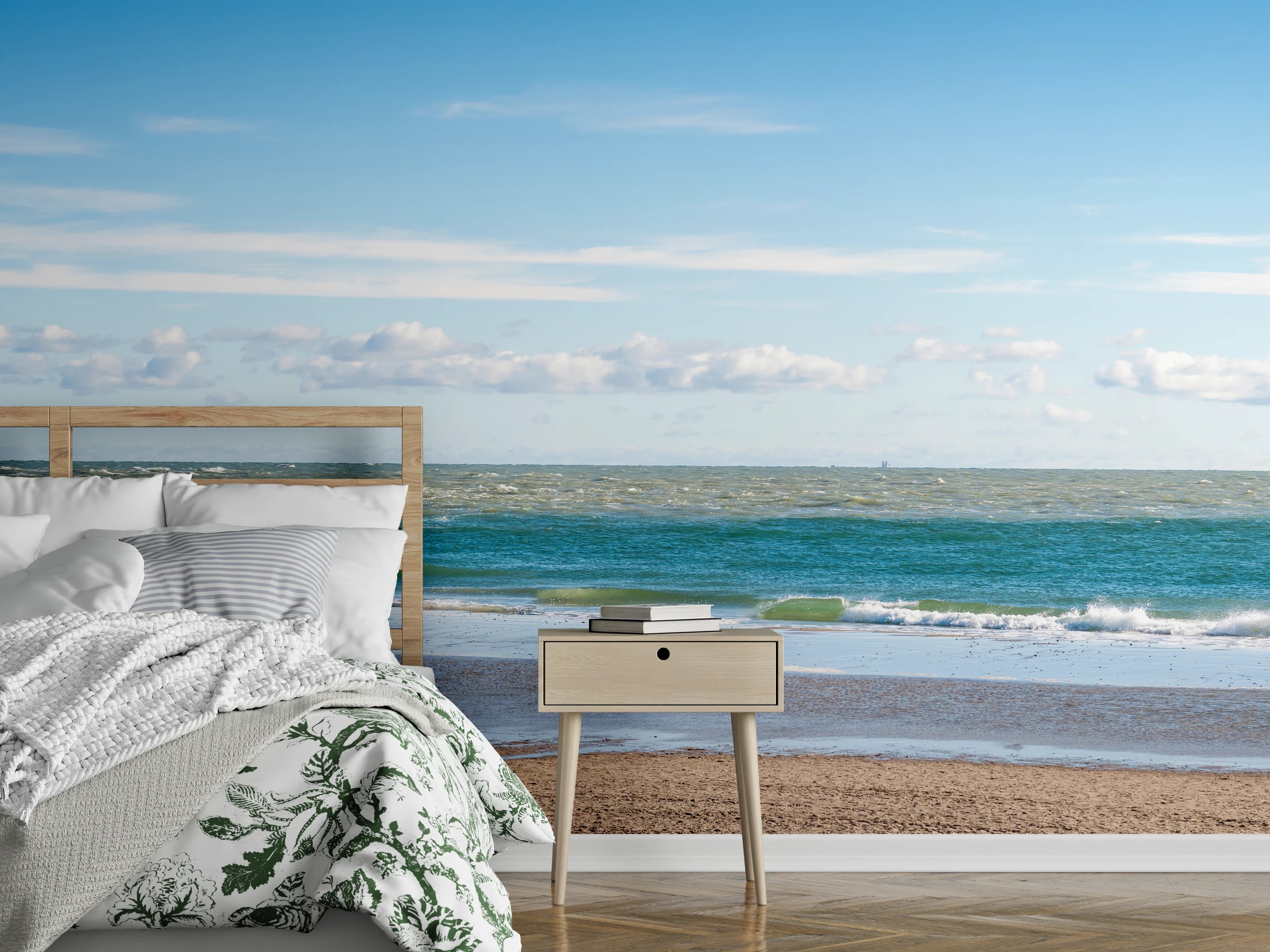Wandverkleidung Schlafzimmer - Panorama Strand und Meer Fototapete