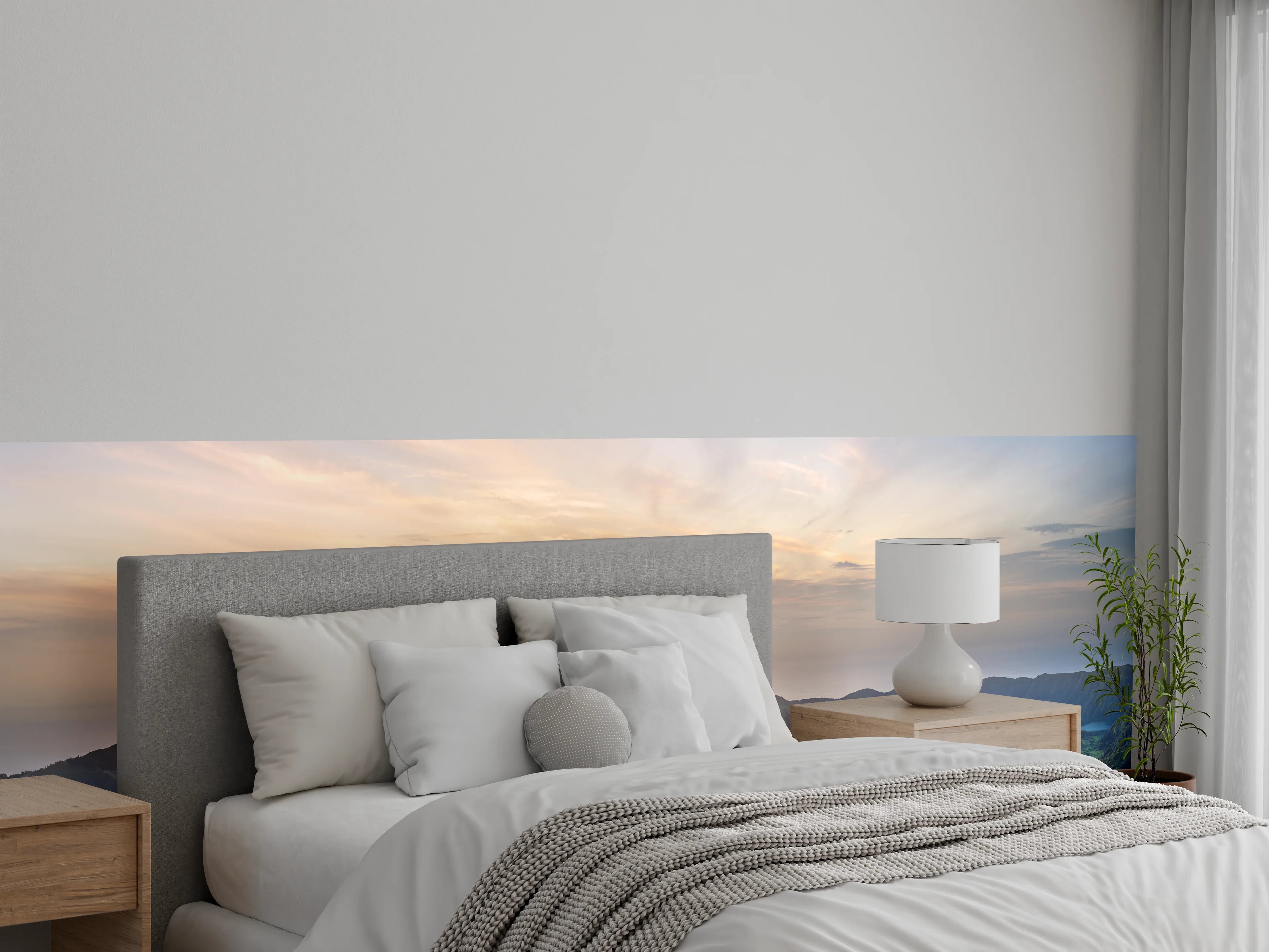 Wandverkleidung Schlafzimmer - Panorama Wanderweg bei Sonnenuntergang