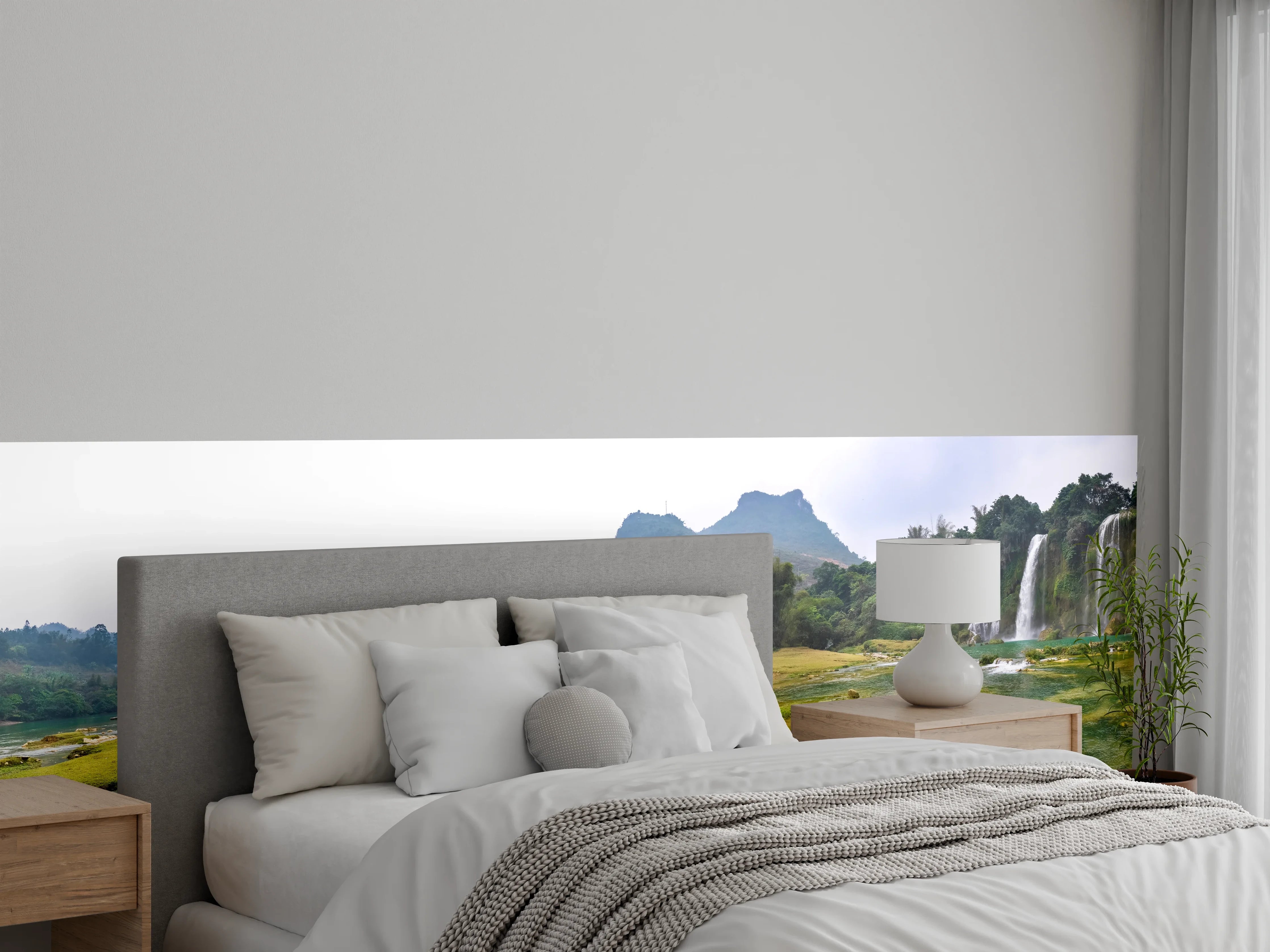 Wandverkleidung Schlafzimmer - Panorama Wasserfall Landschaft Natur