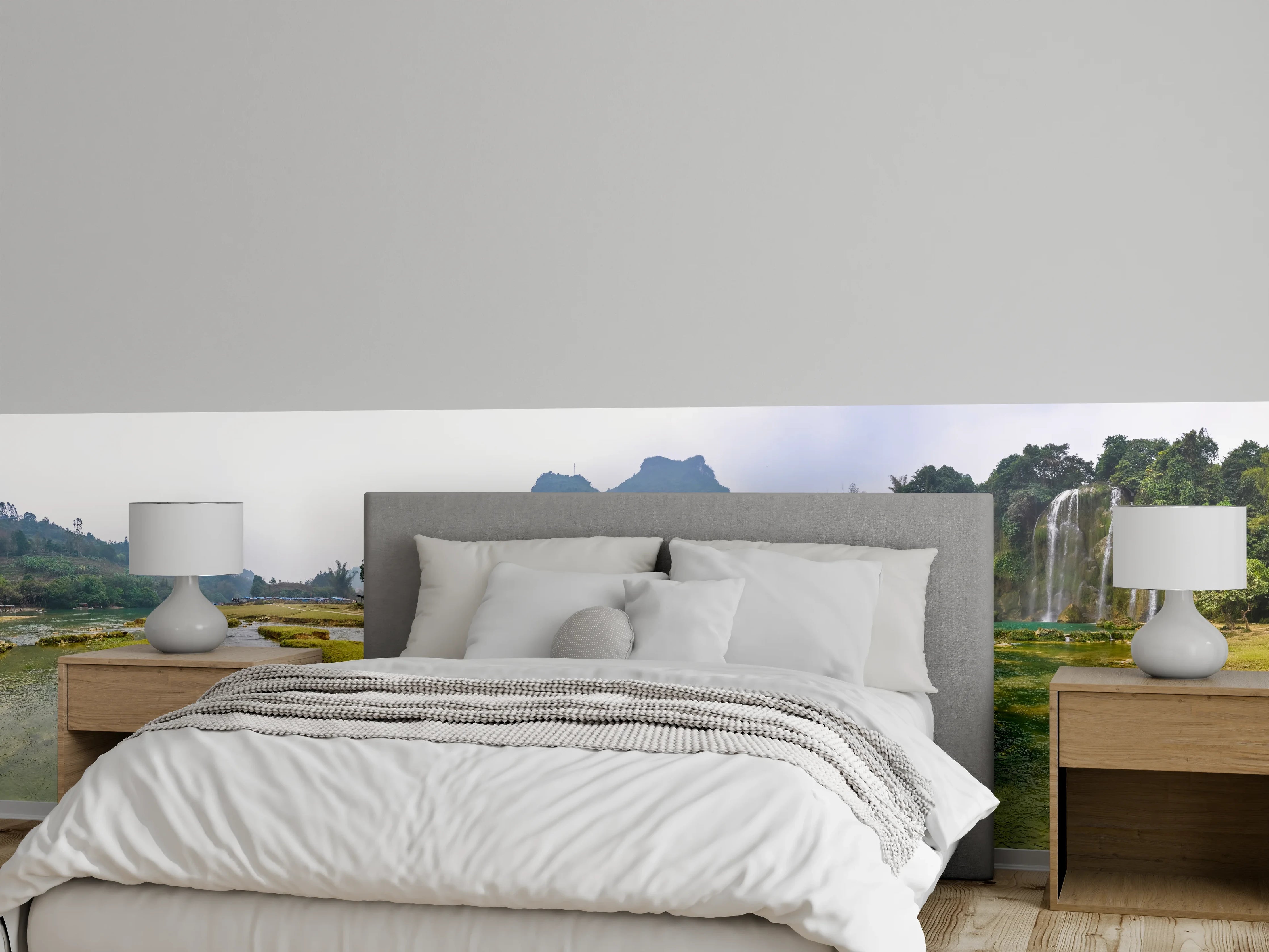 Wandverkleidung Schlafzimmer - Panorama Wasserfall Landschaft Natur