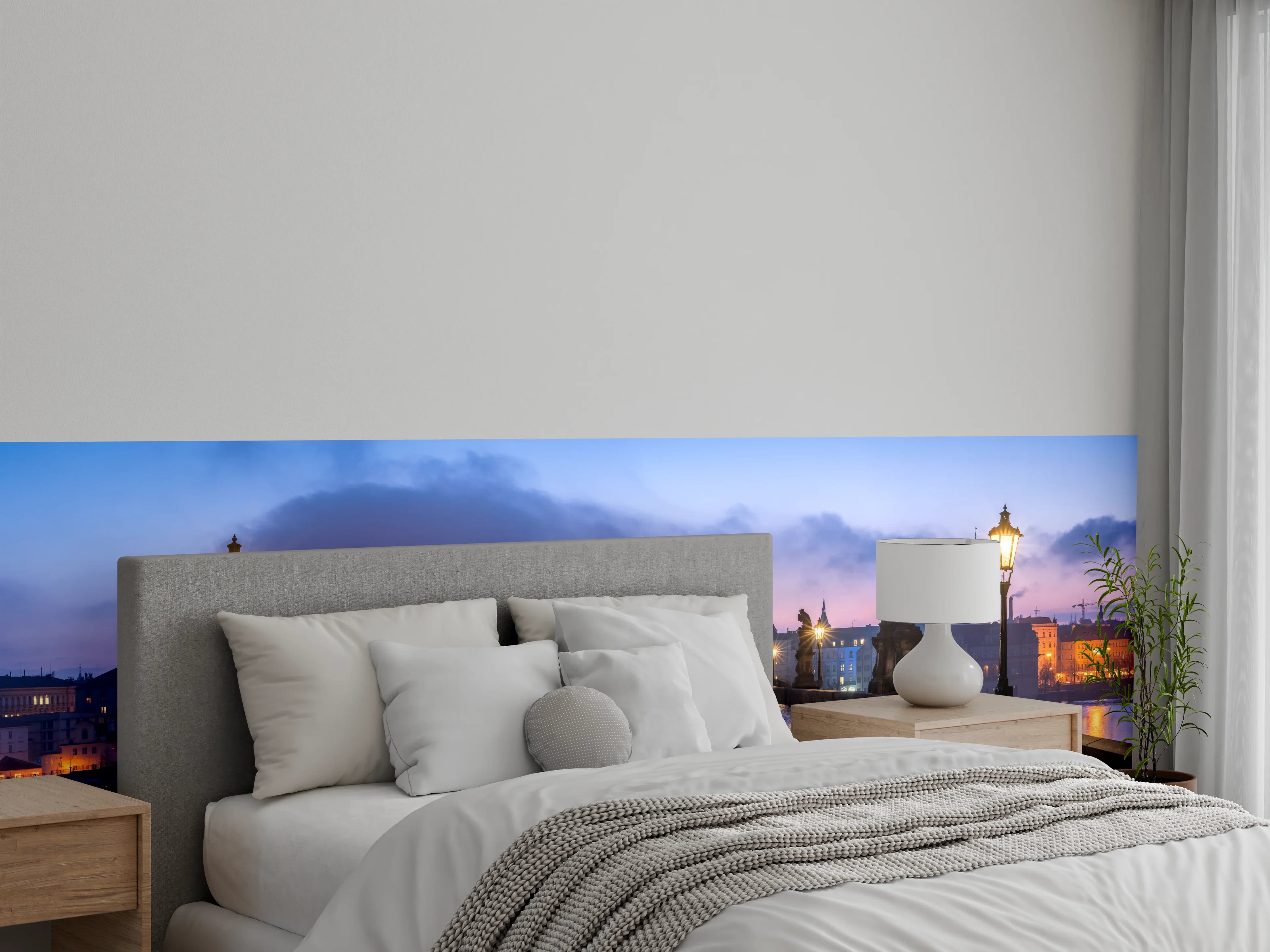 Wandverkleidung Schlafzimmer - Panorama der Karlsbrücke in Prag