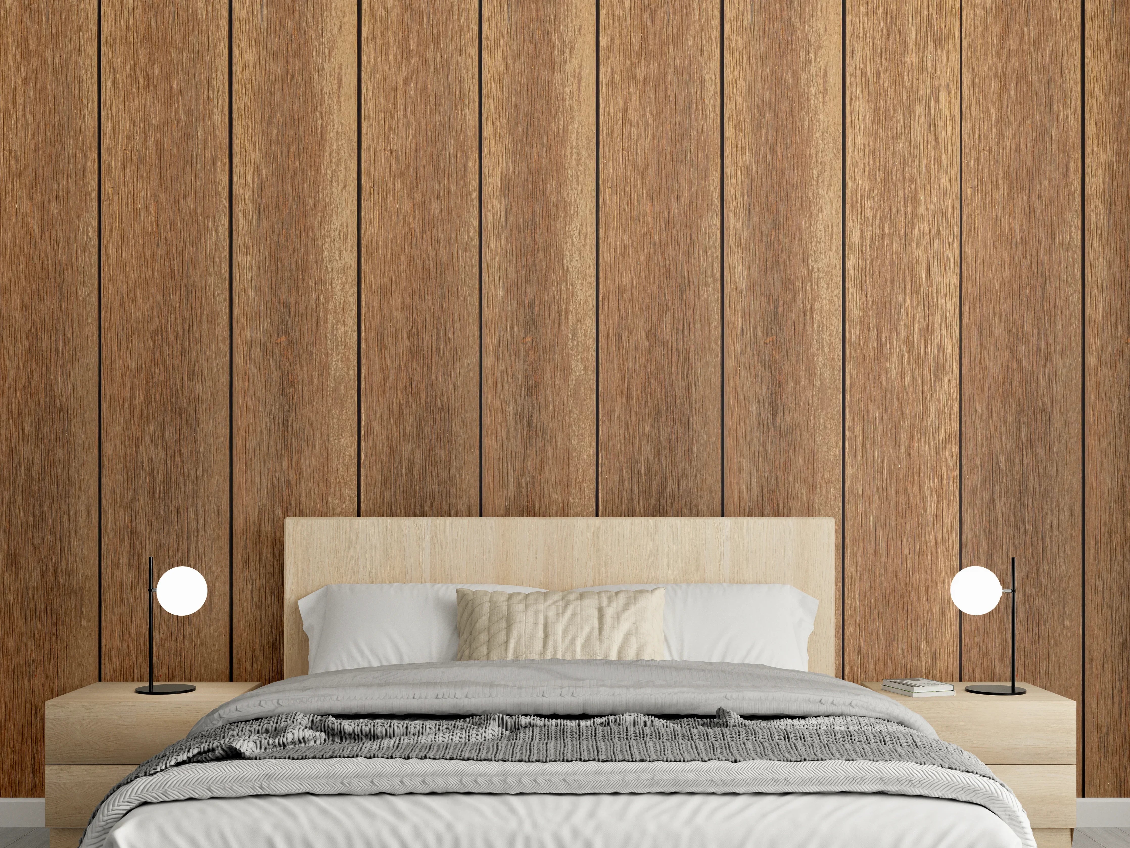 Wandverkleidung Schlafzimmer - Panorama der braunen Vintage Holzwand