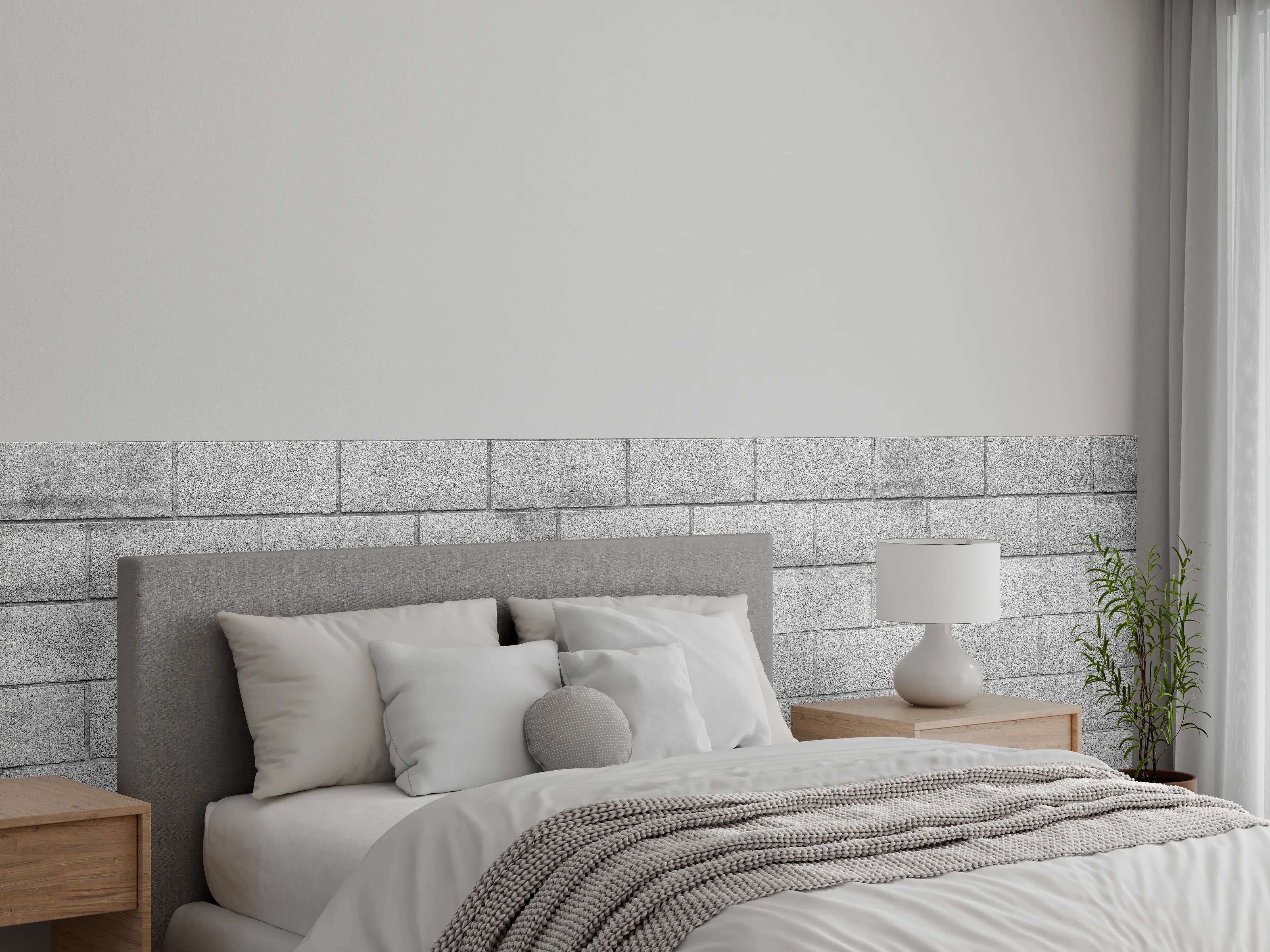 Wandverkleidung Schlafzimmer - Panorama der grauen Zementblockwand