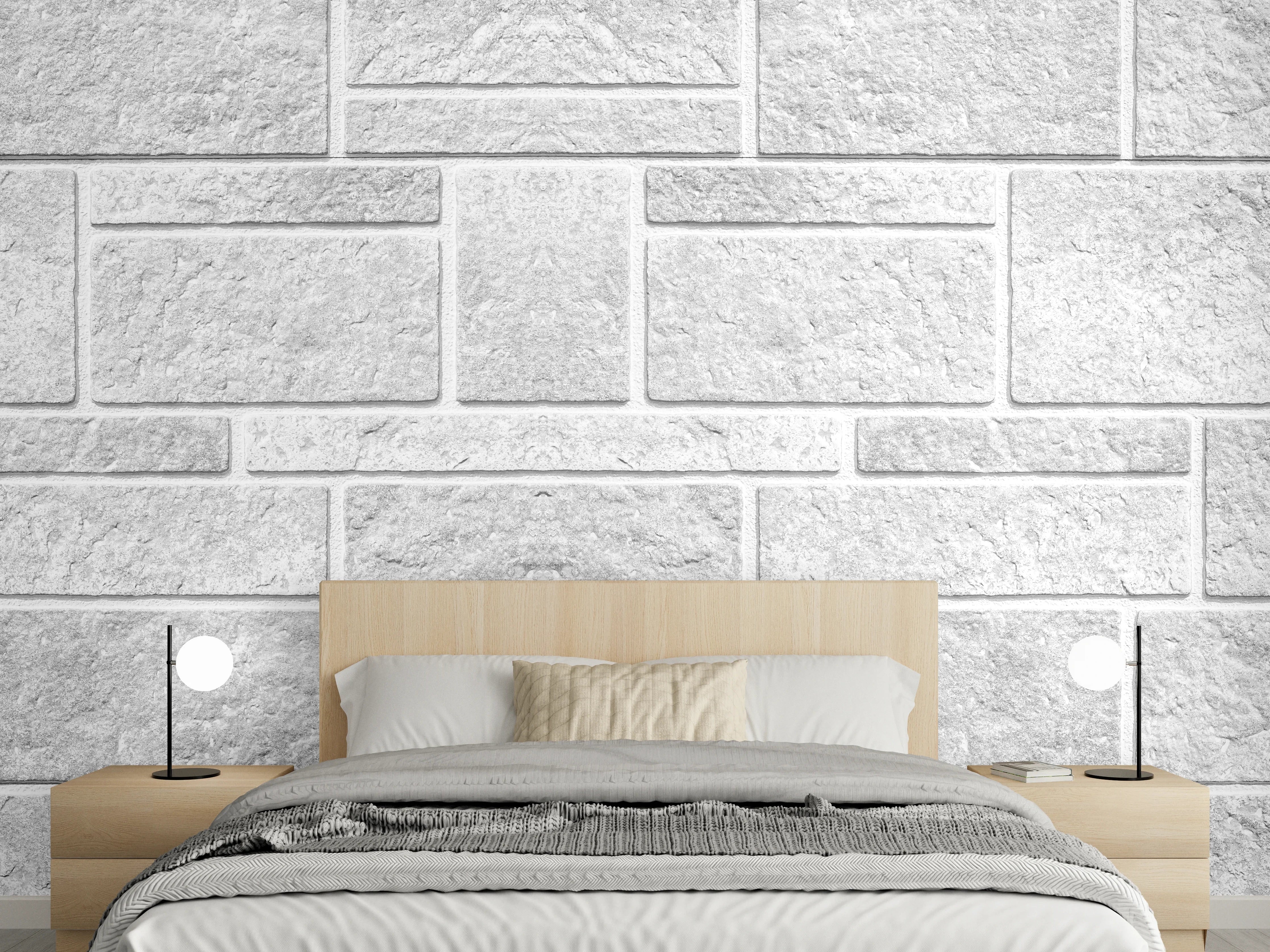 Wandverkleidung Schlafzimmer - Panorama der rauen weißen Betonfliesen