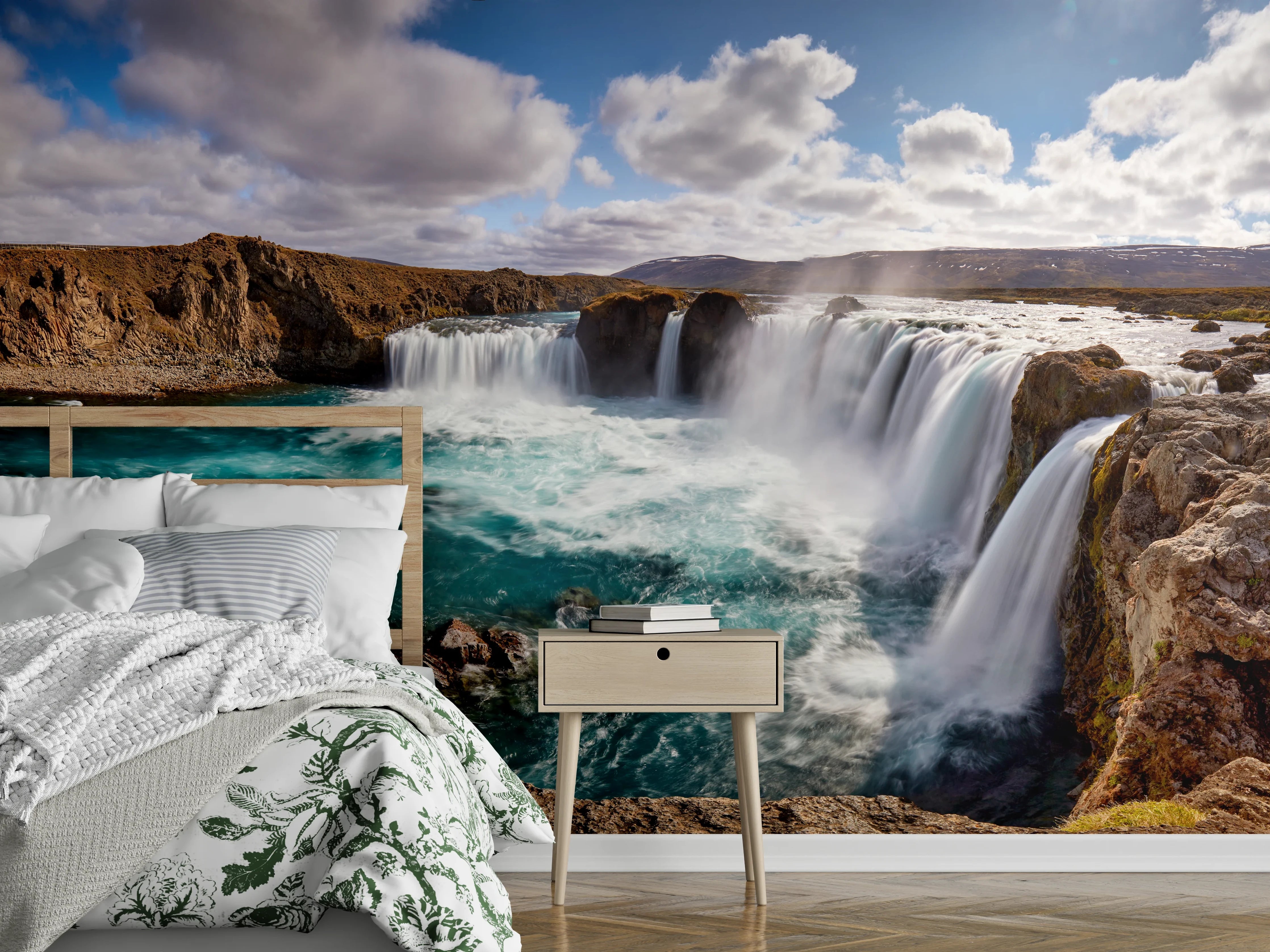 Wandverkleidung Schlafzimmer - Panorama des Goldenen Rings von Island