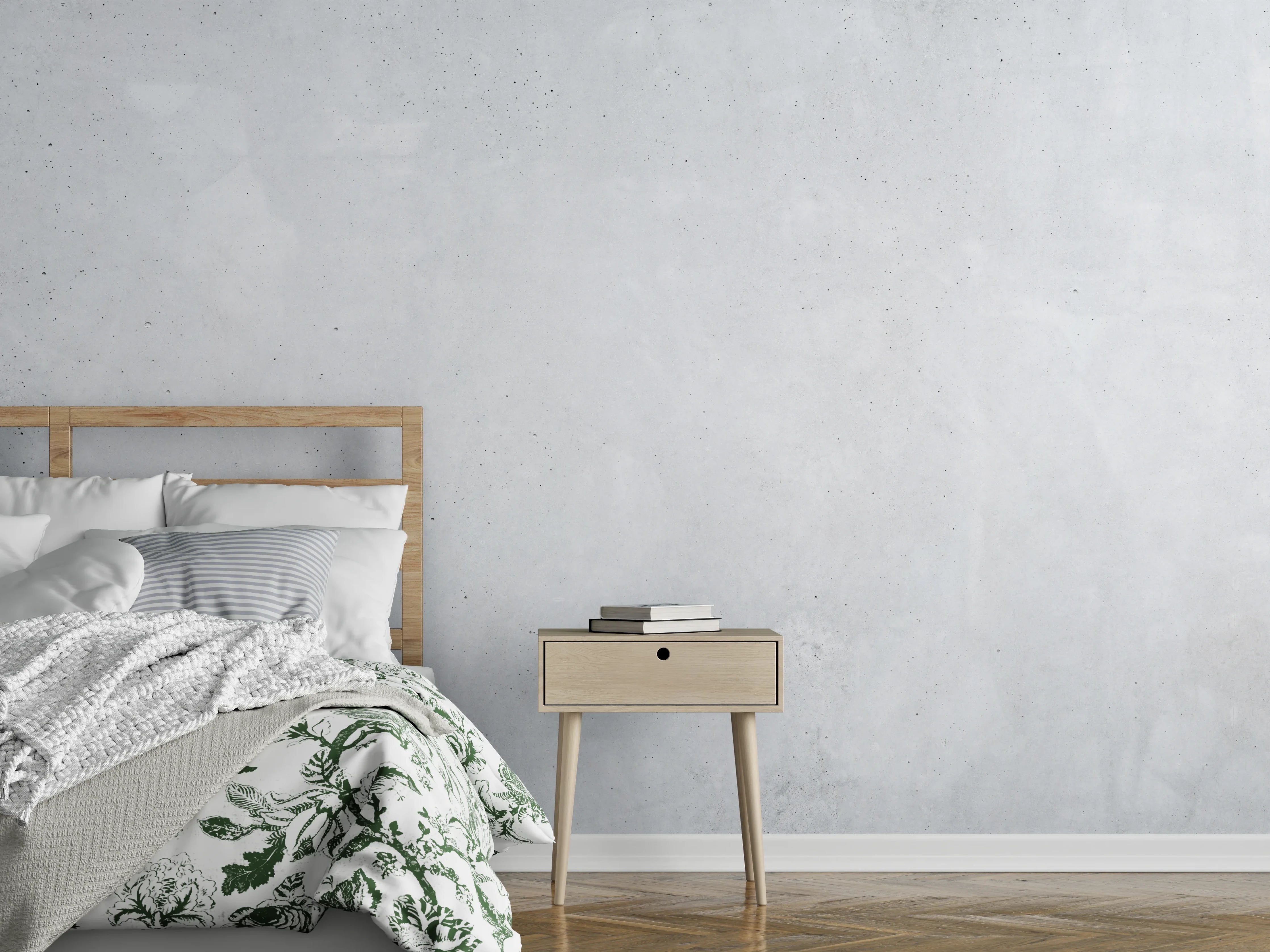 Wandverkleidung Schlafzimmer - Panorama einer glatten grauen Betonwand
