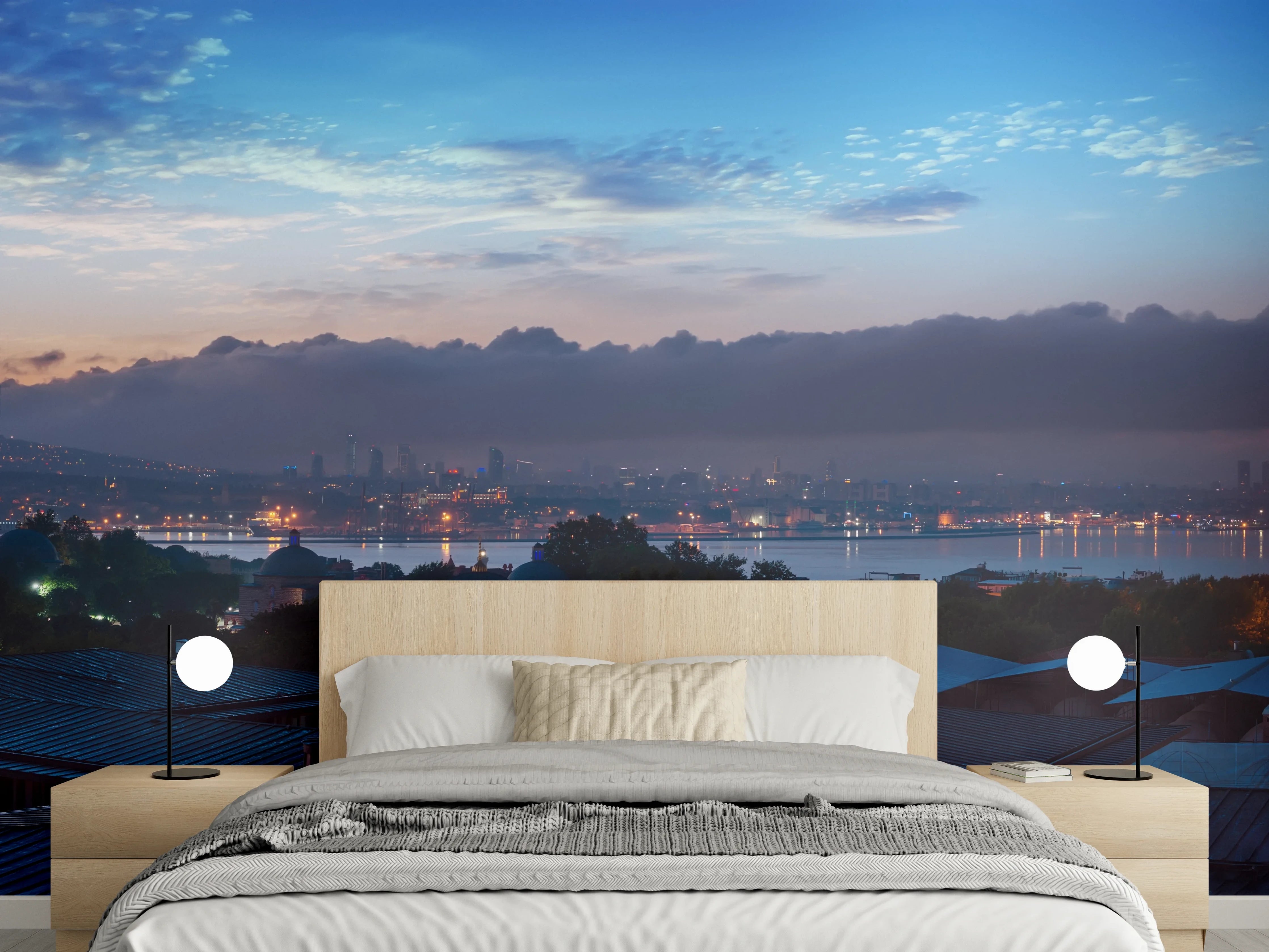 Wandverkleidung Schlafzimmer - Panorama von Istanbul im Nacht