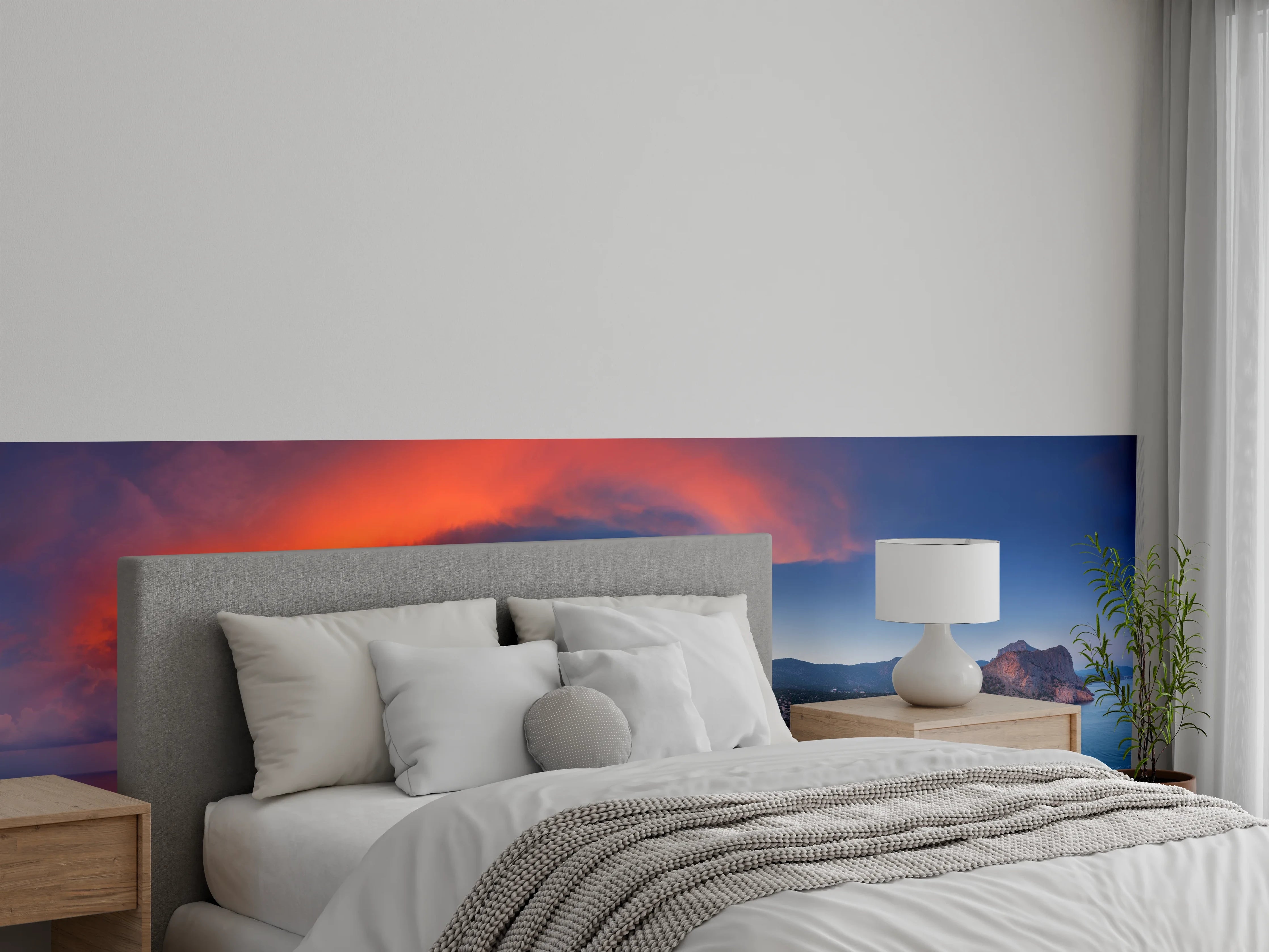 Wandverkleidung Schlafzimmer - Panoramablick Sonnenuntergang am Meer