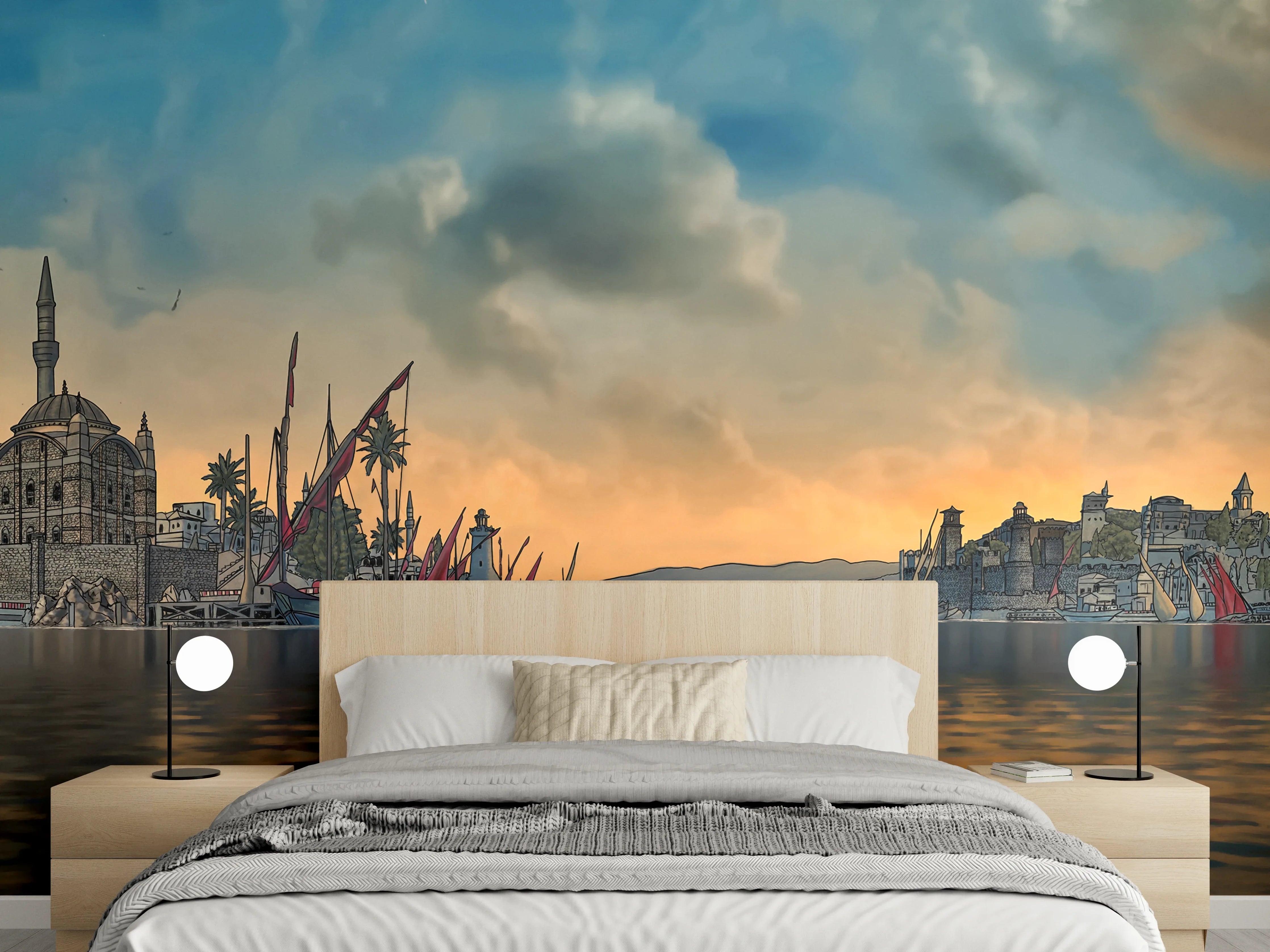 Wandverkleidung Schlafzimmer - Panoramablick auf alt-Istanbul