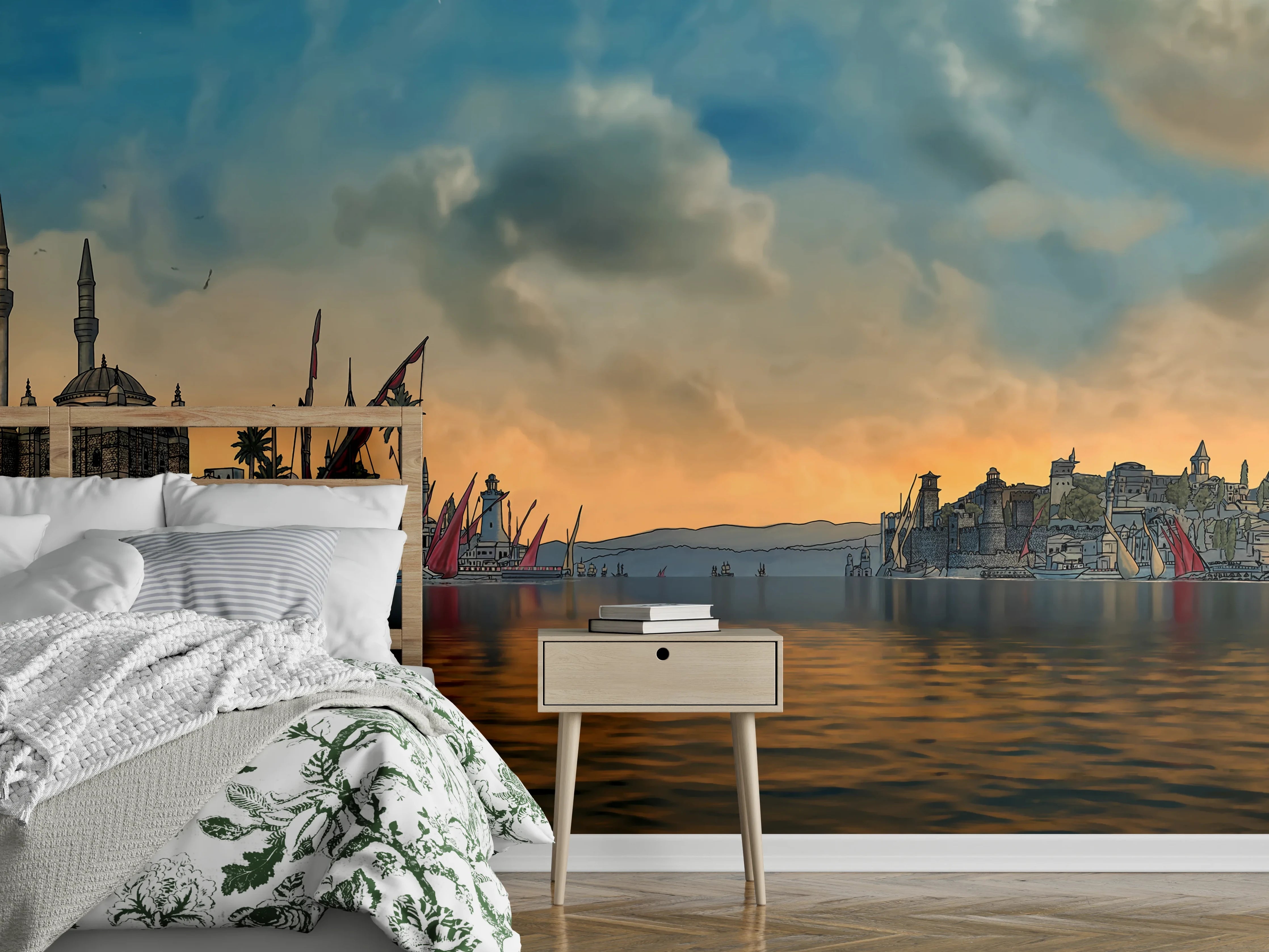 Wandverkleidung Schlafzimmer - Panoramablick auf alt-Istanbul
