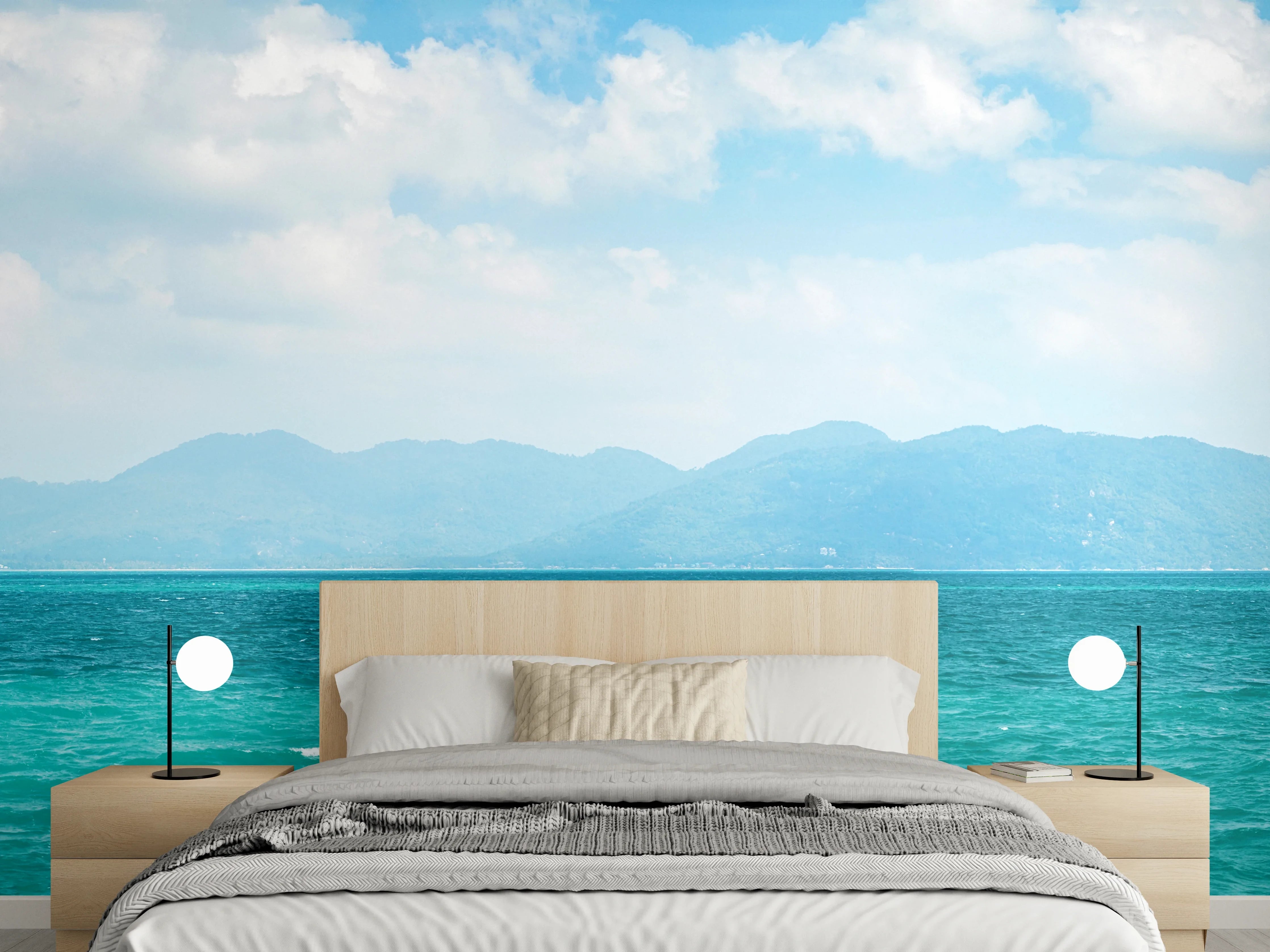 Wandverkleidung Schlafzimmer - Panoramablick auf das türkise Meer