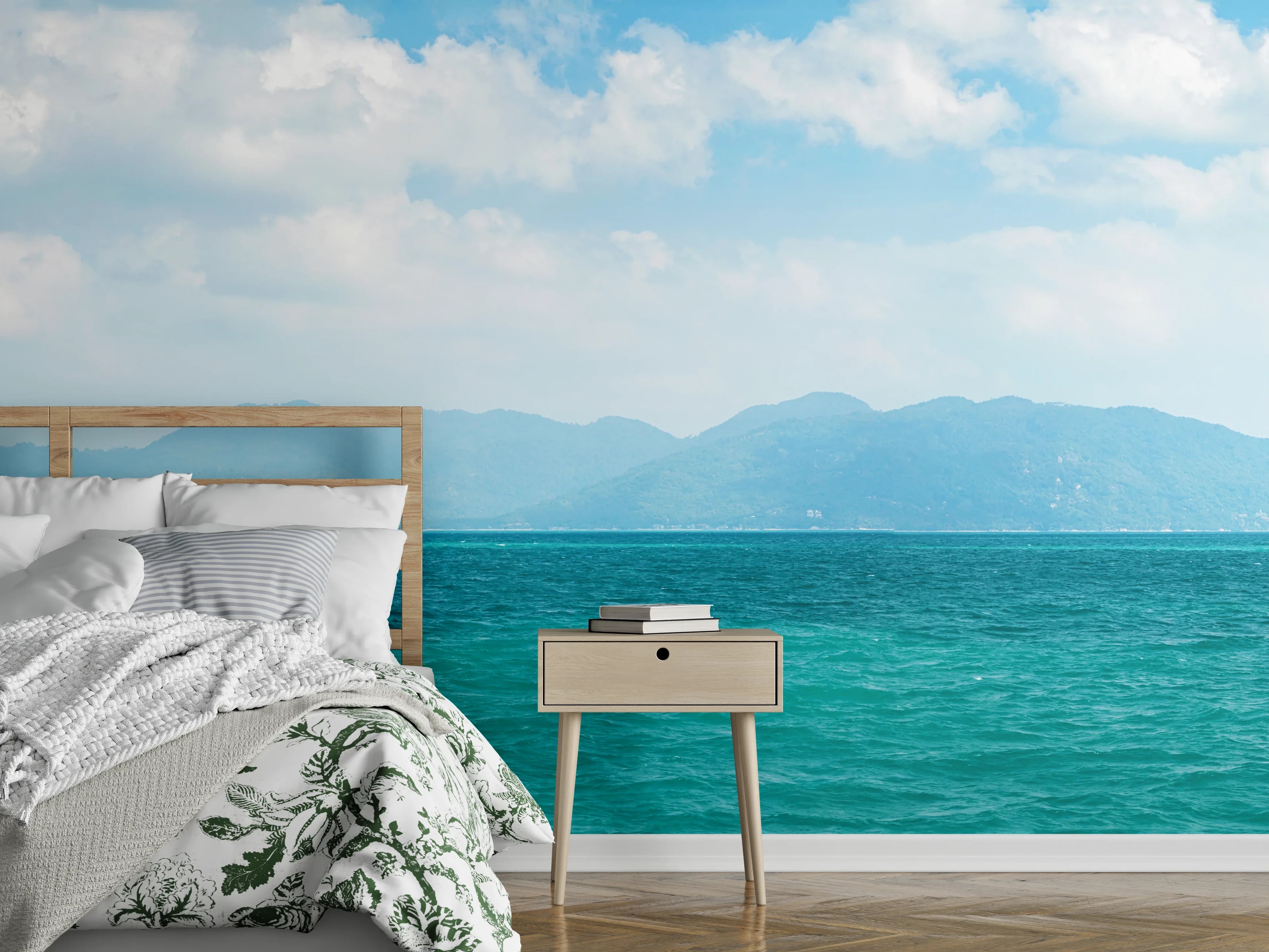 Wandverkleidung Schlafzimmer - Panoramablick auf das türkise Meer
