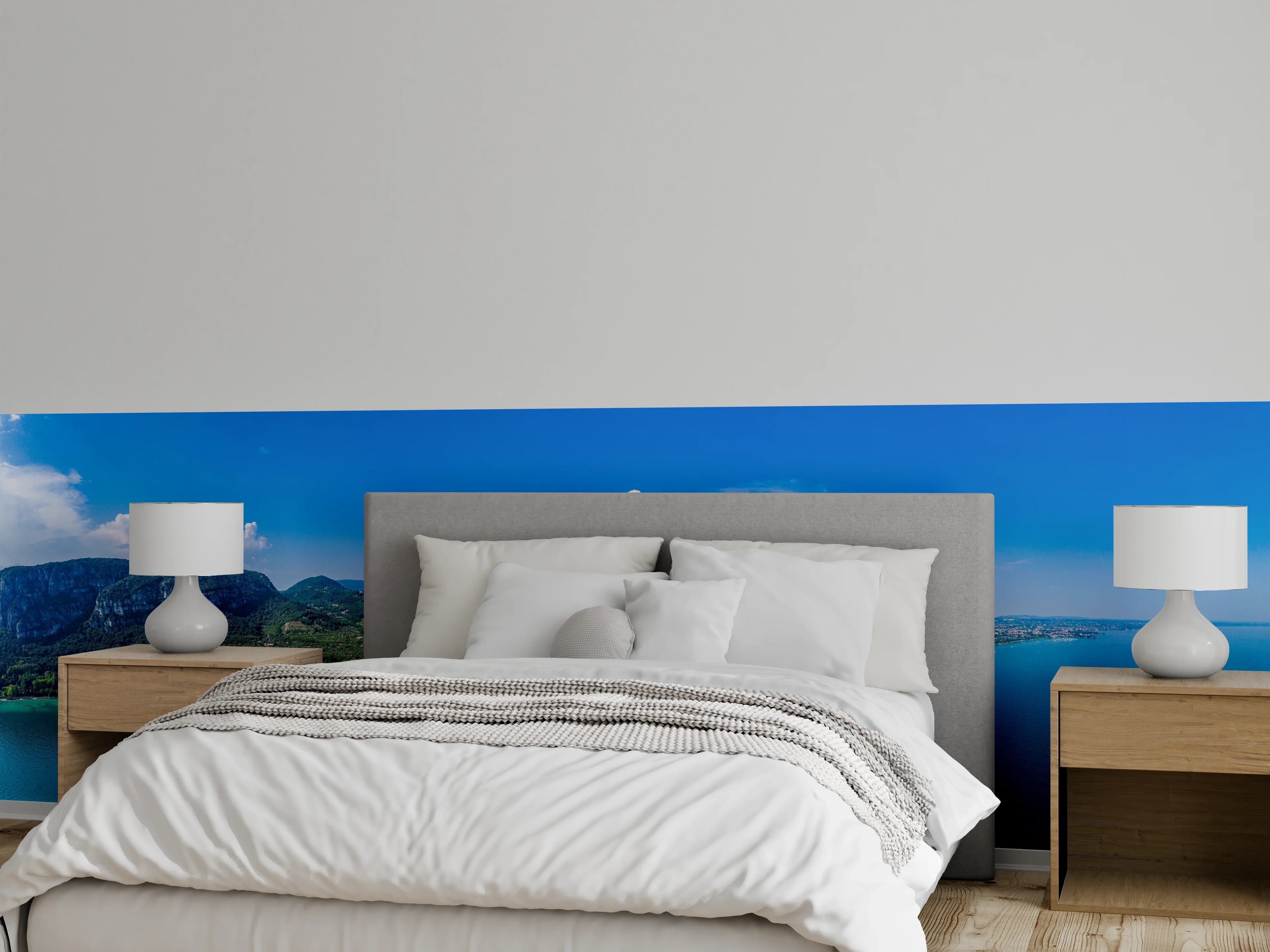 Wandverkleidung Schlafzimmer - Panoramablick auf idyllischen Gardasee