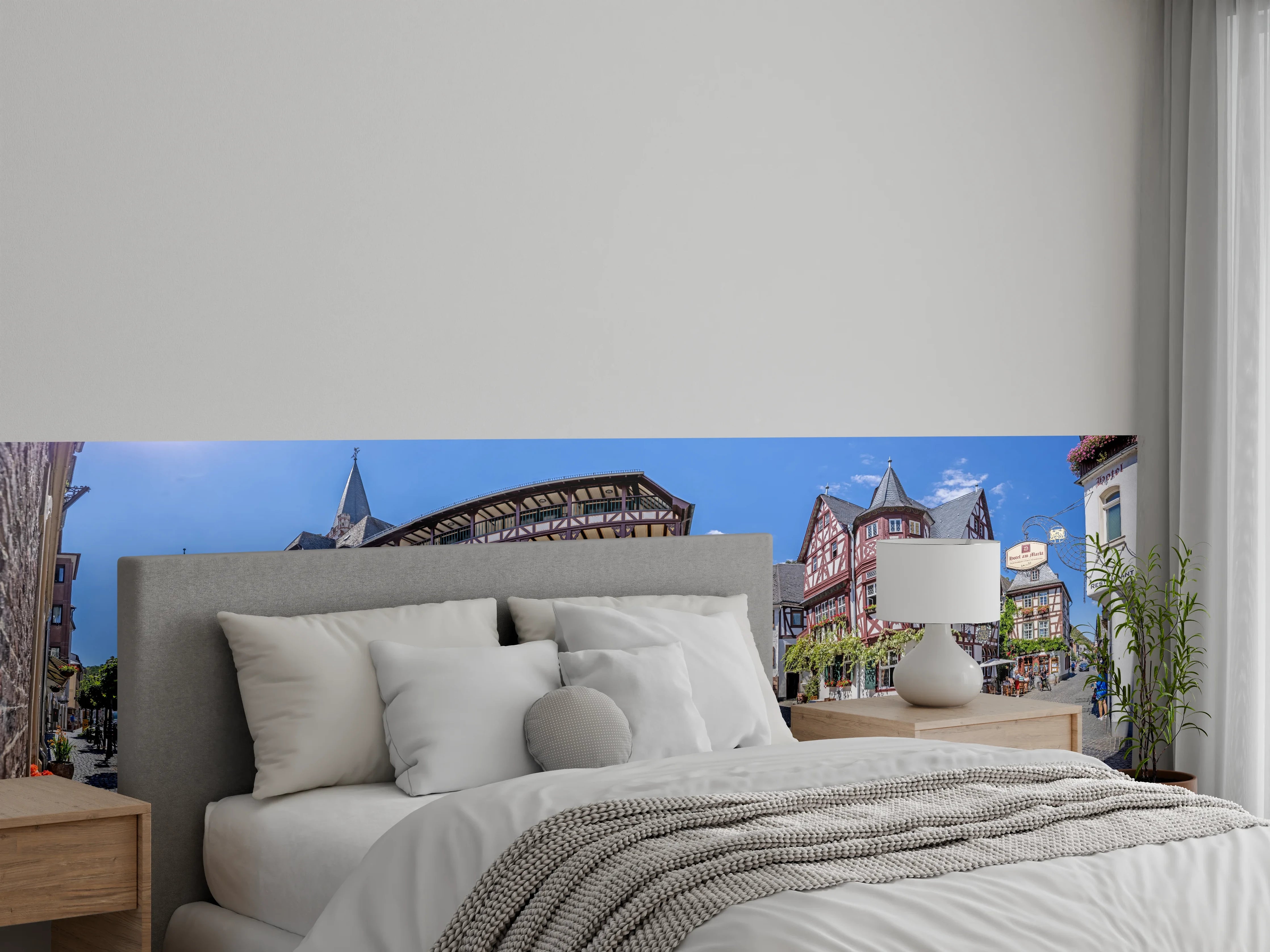 Wandverkleidung Schlafzimmer - Panoramablick über Bacharach
