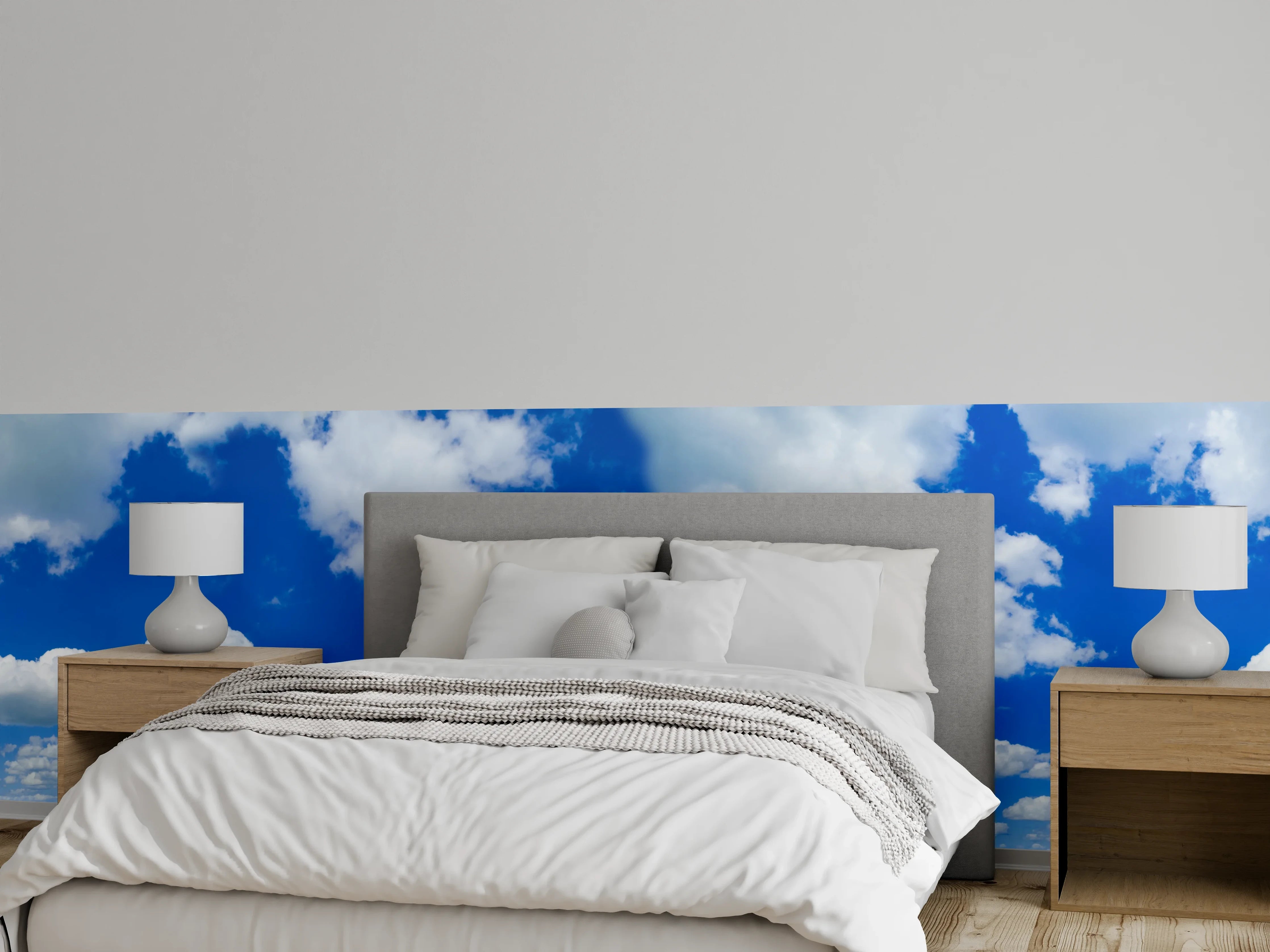 Wandverkleidung Schlafzimmer - Panoramischer Himmel mit Wolken