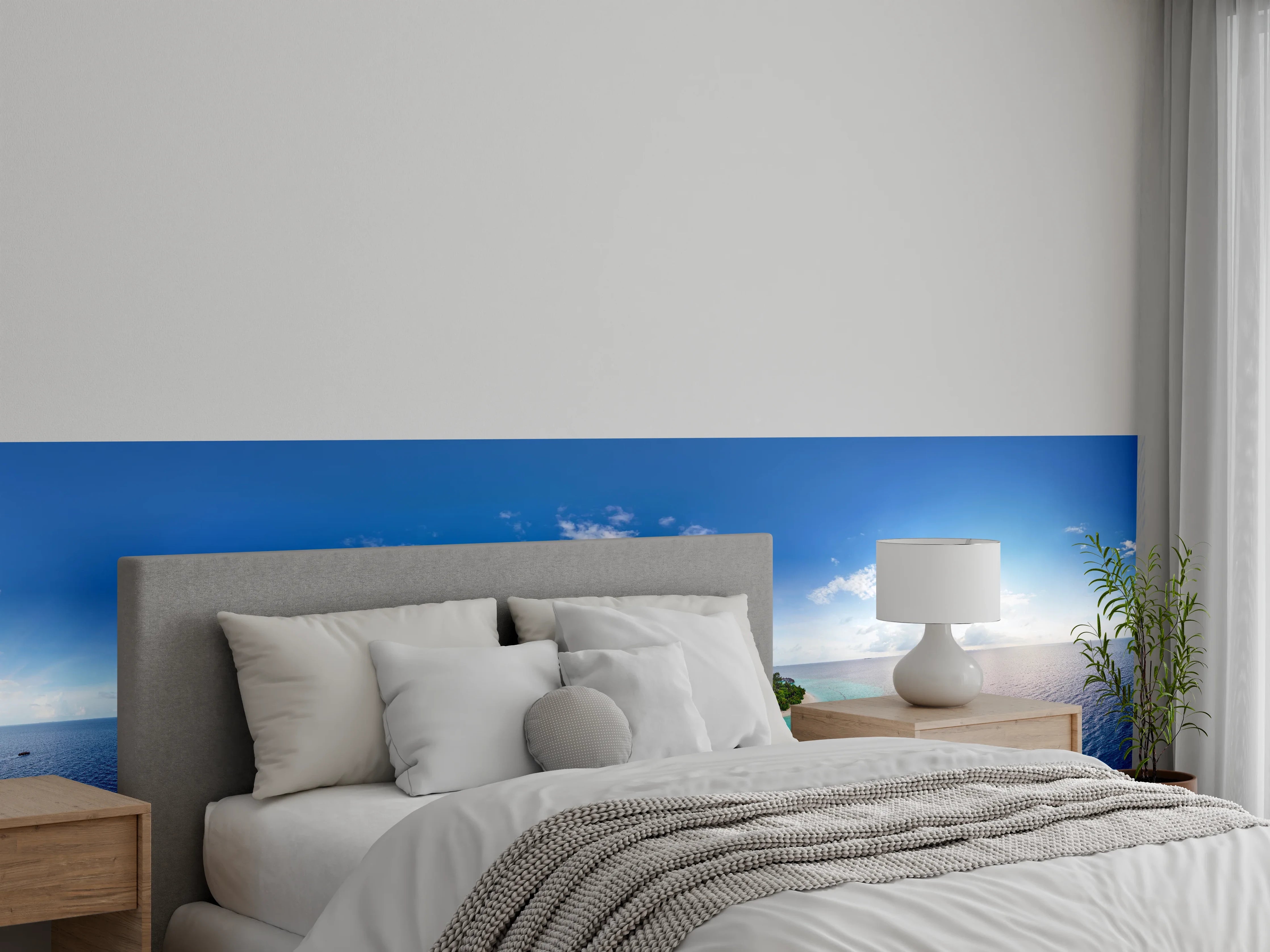 Wandverkleidung Schlafzimmer - Paradiesische Insel im türkisblauen Meer