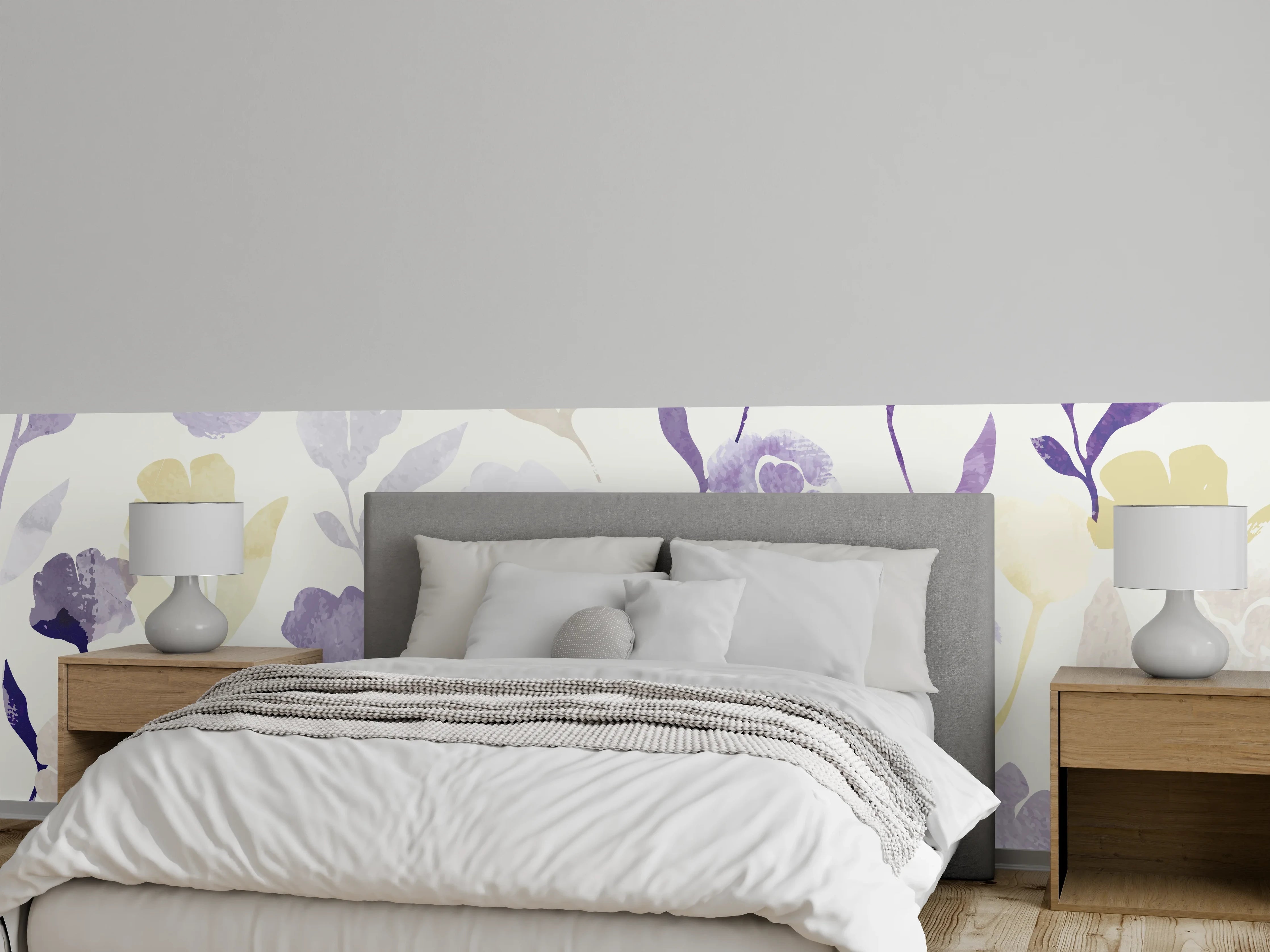 Wandverkleidung Schlafzimmer - Pastell Blumen Aquarell Design