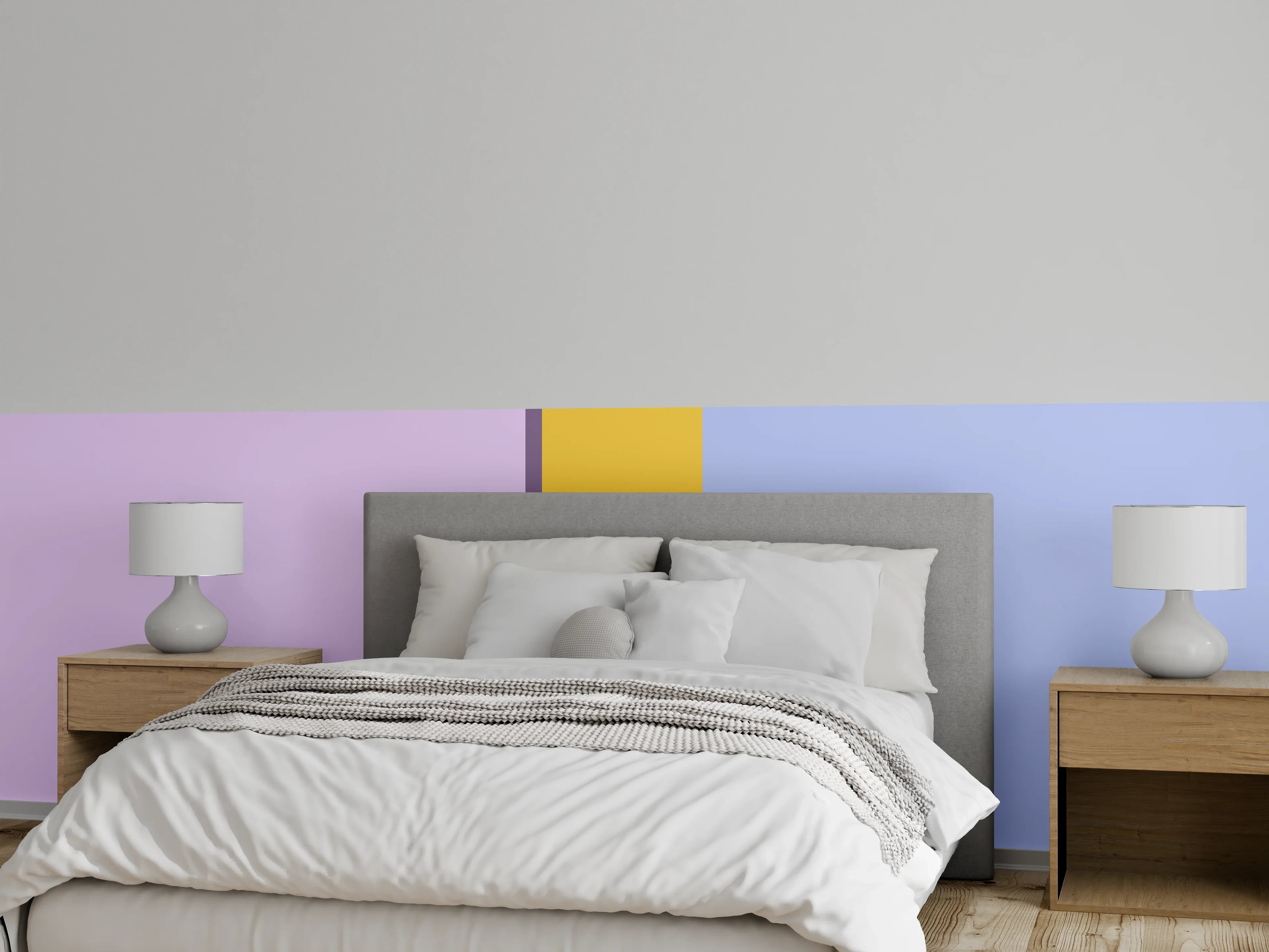Wandverkleidung Schlafzimmer - Pastellfarbene Blockstreifen Modernes Design