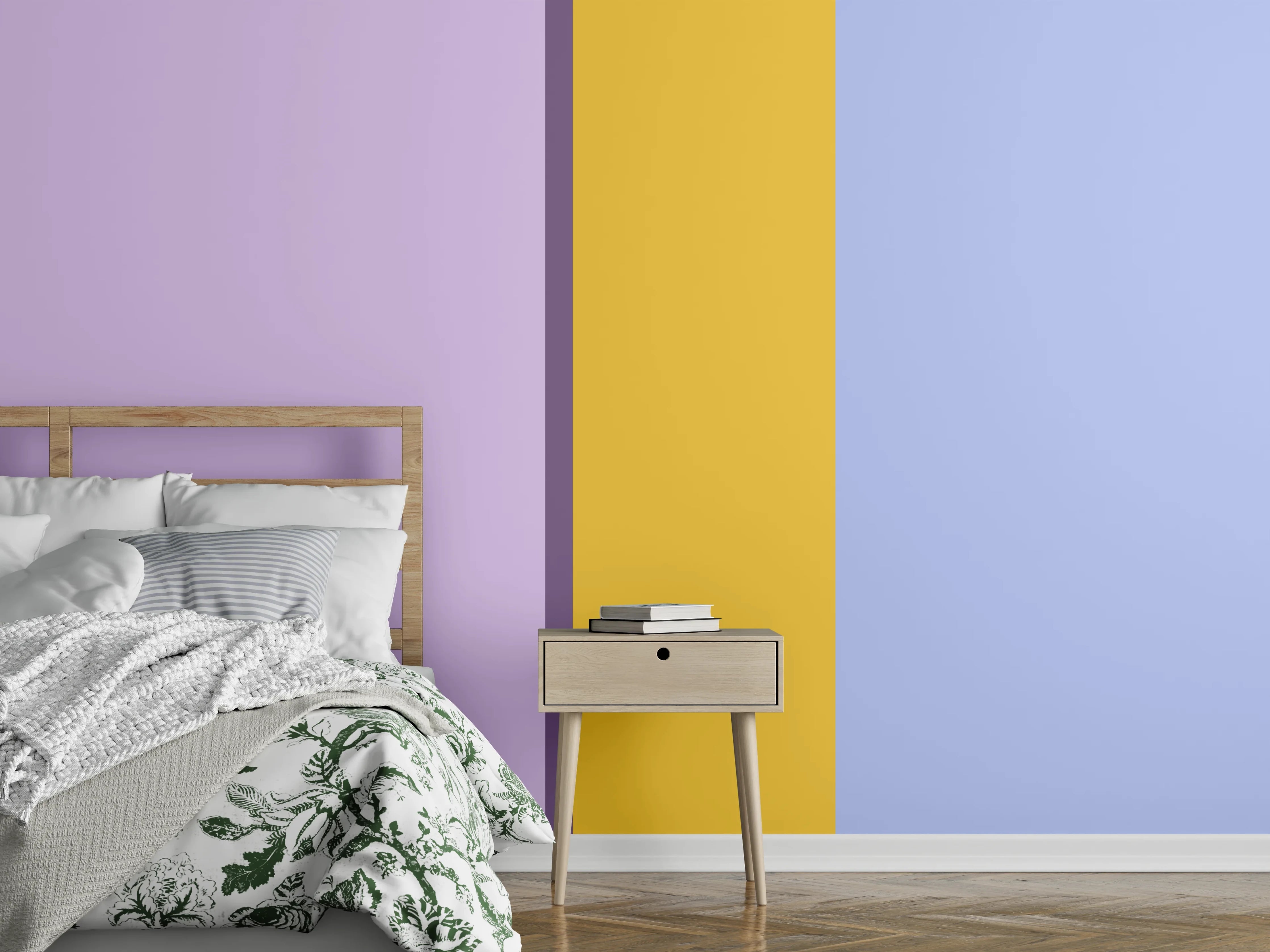 Wandverkleidung Schlafzimmer - Pastellfarbene Blockstreifen Modernes Design
