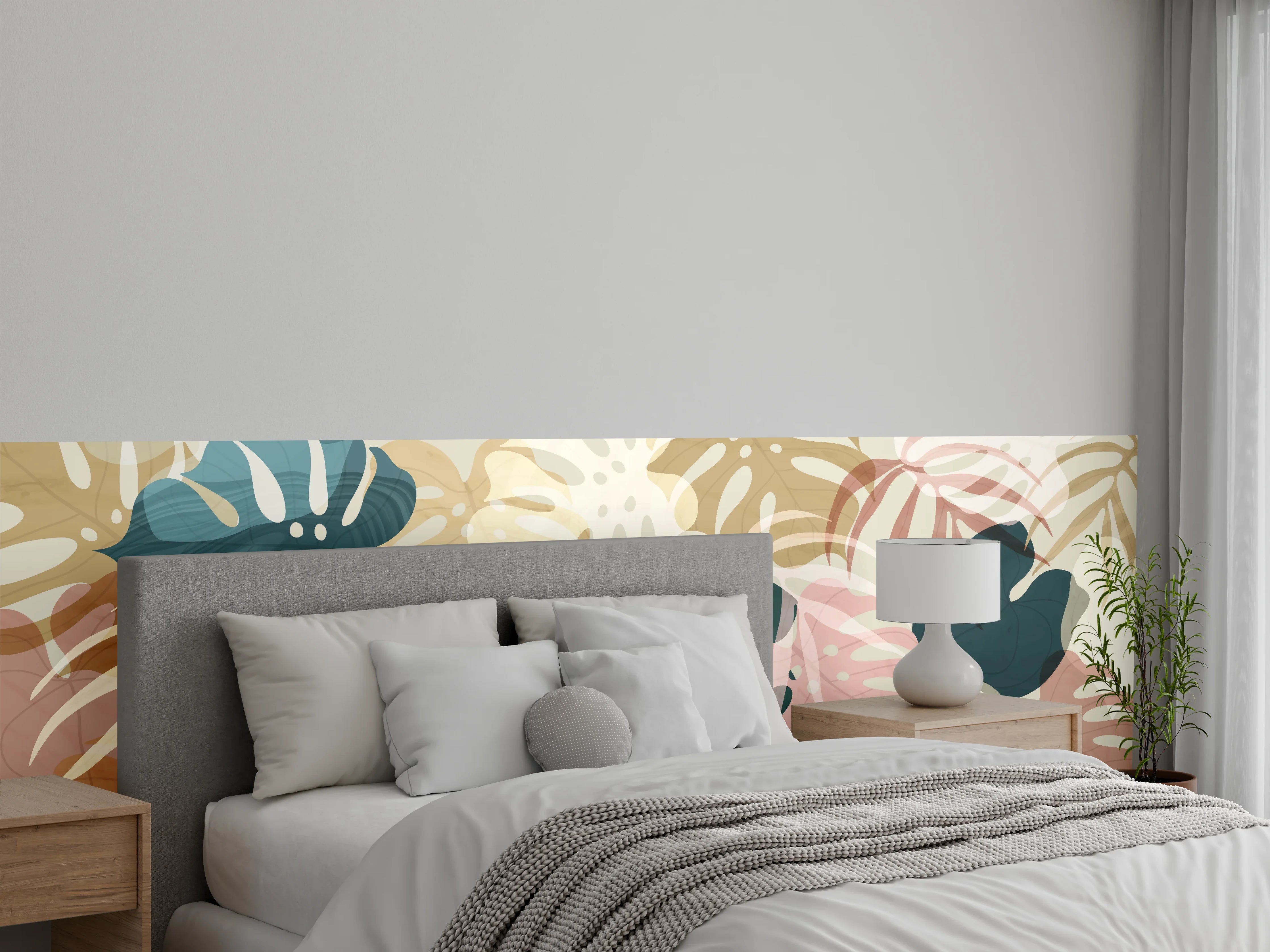 Wandverkleidung Schlafzimmer - Pastellfarbene Blumenmuster Tapete