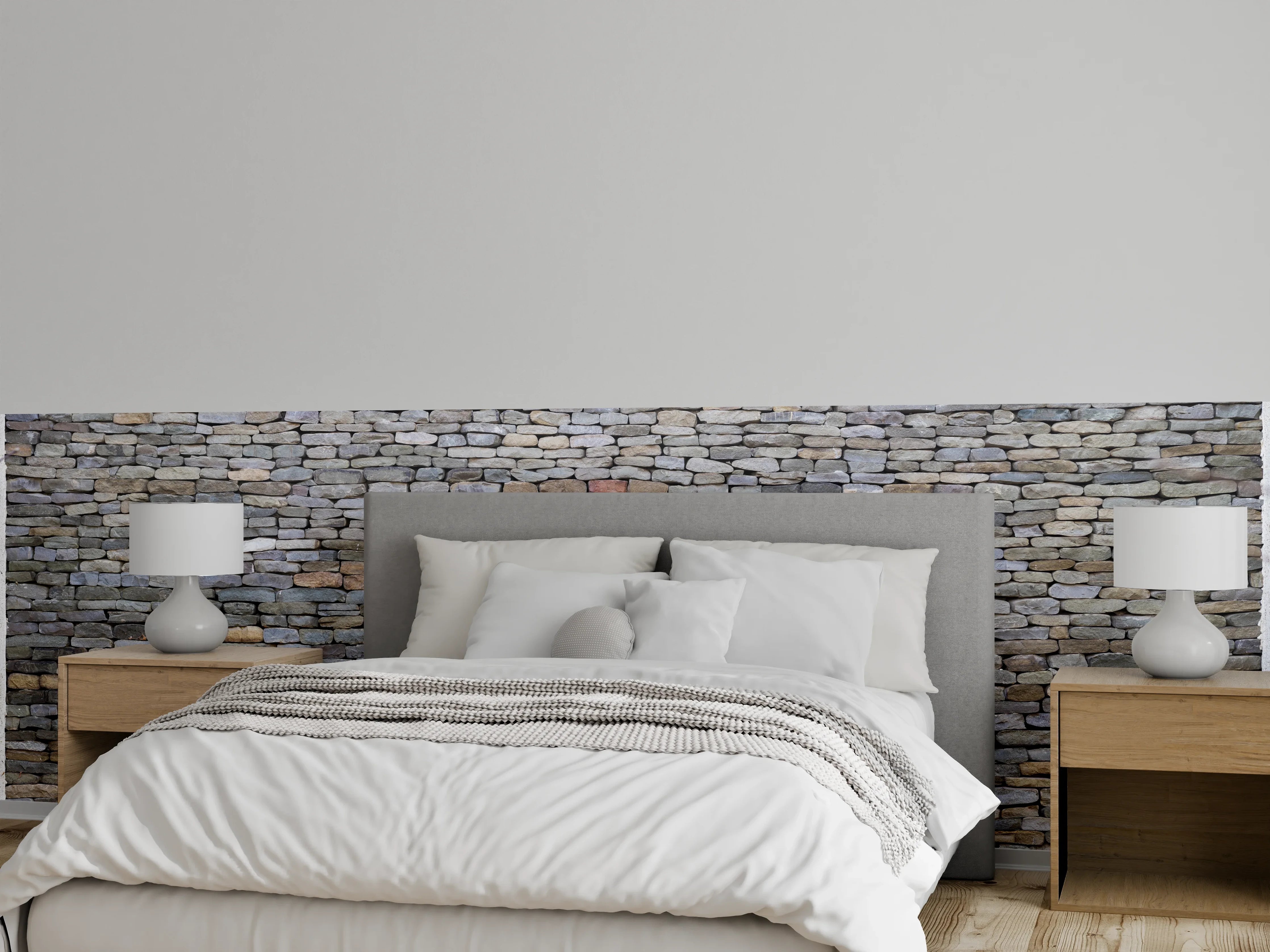 Wandverkleidung Schlafzimmer - Pastellfarbene Steinmauer