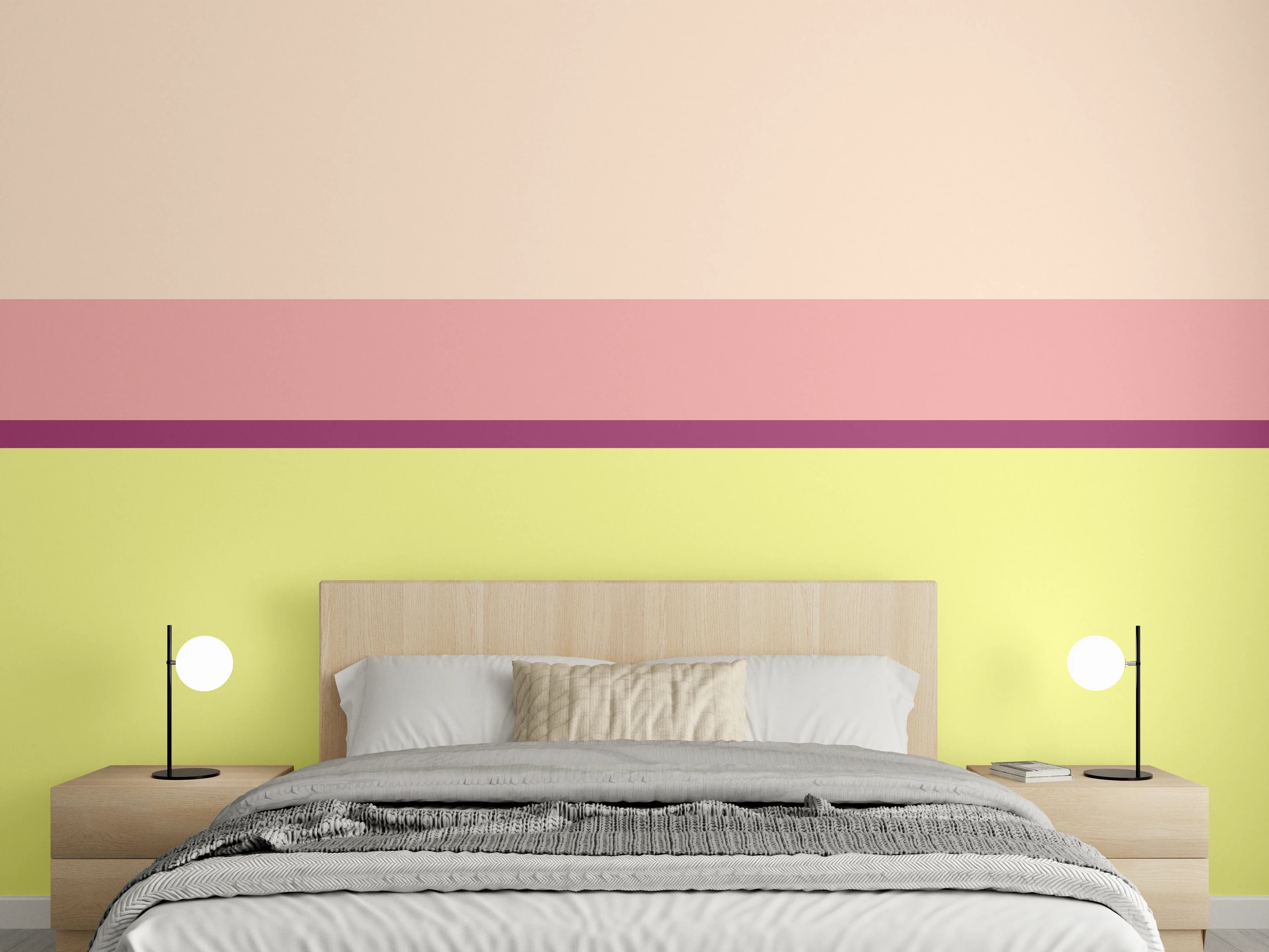 Wandverkleidung Schlafzimmer - Pastellfarbene Streifen modern minimalistisch