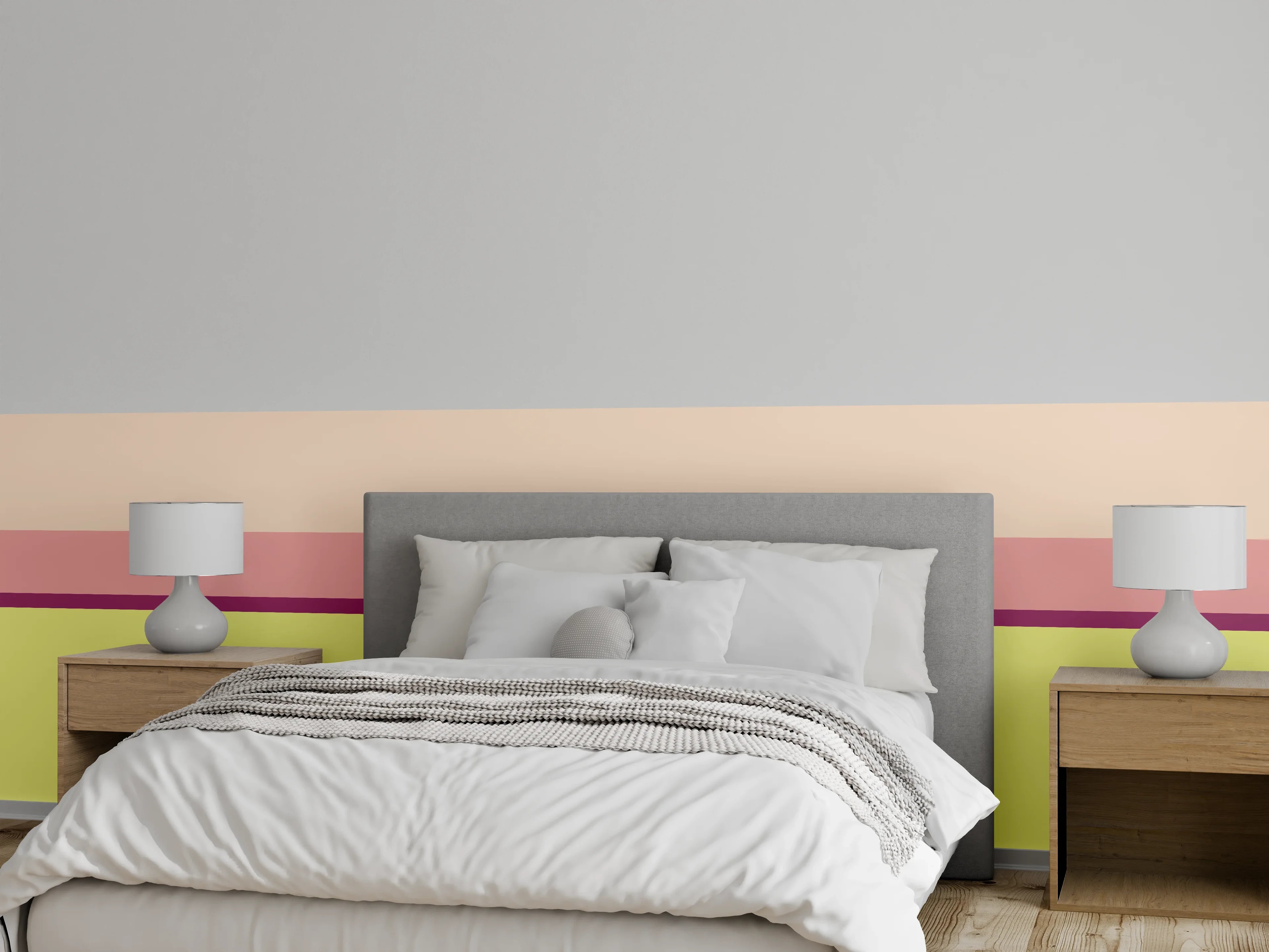 Wandverkleidung Schlafzimmer - Pastellfarbene Streifen modern minimalistisch