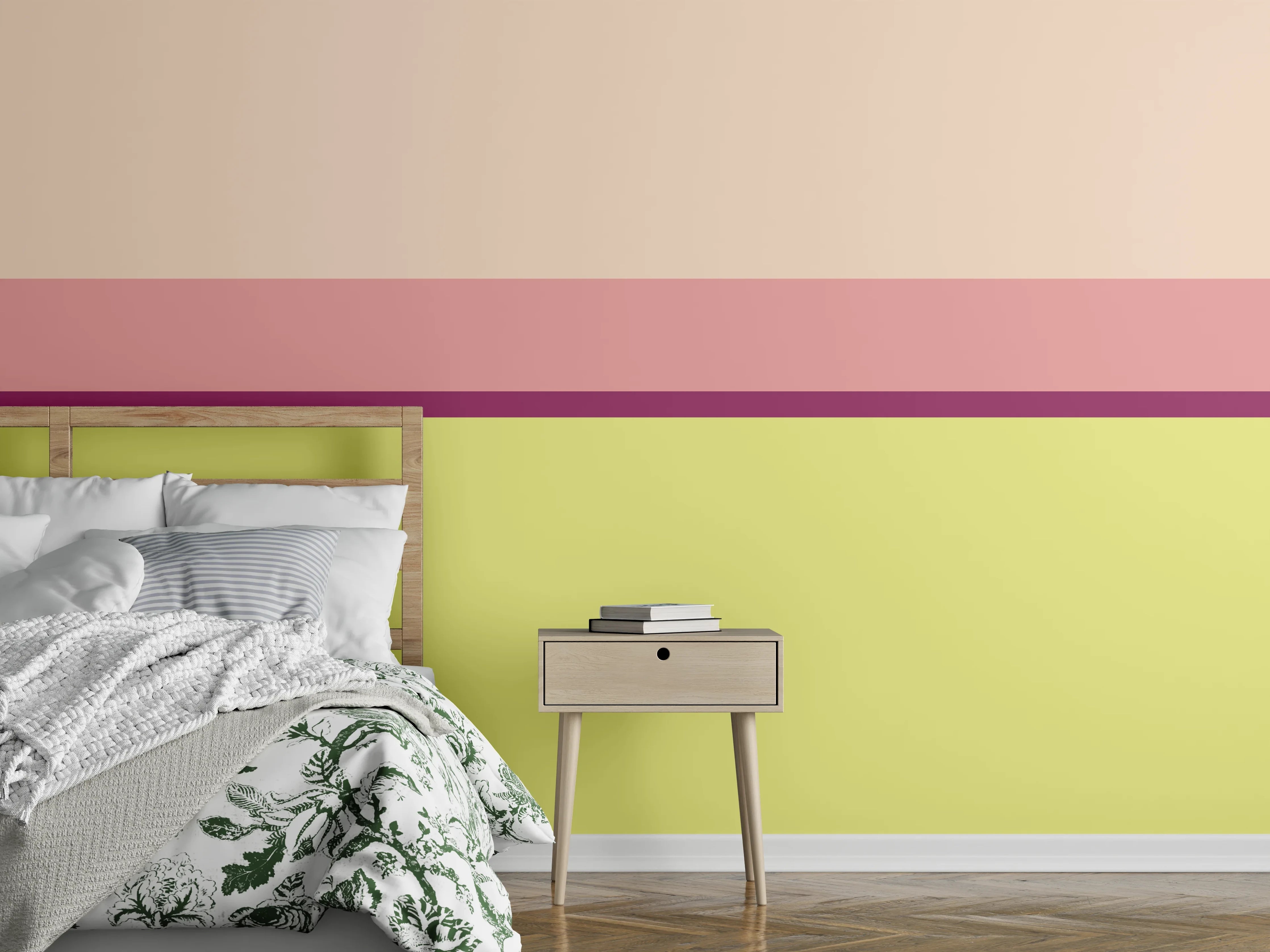 Wandverkleidung Schlafzimmer - Pastellfarbene Streifen modern minimalistisch