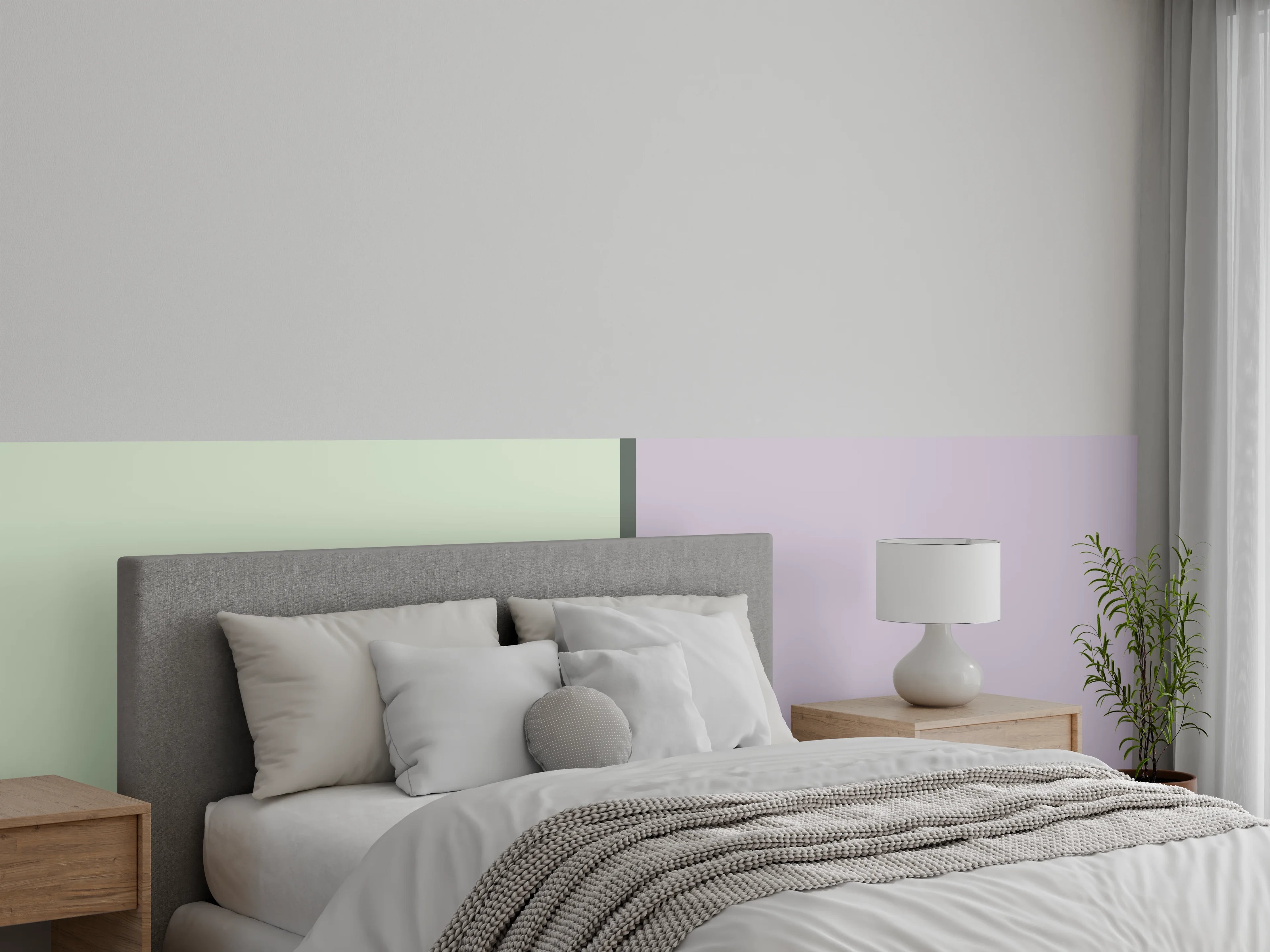 Wandverkleidung Schlafzimmer - Pastellfarbene Zickzack-Musterwand