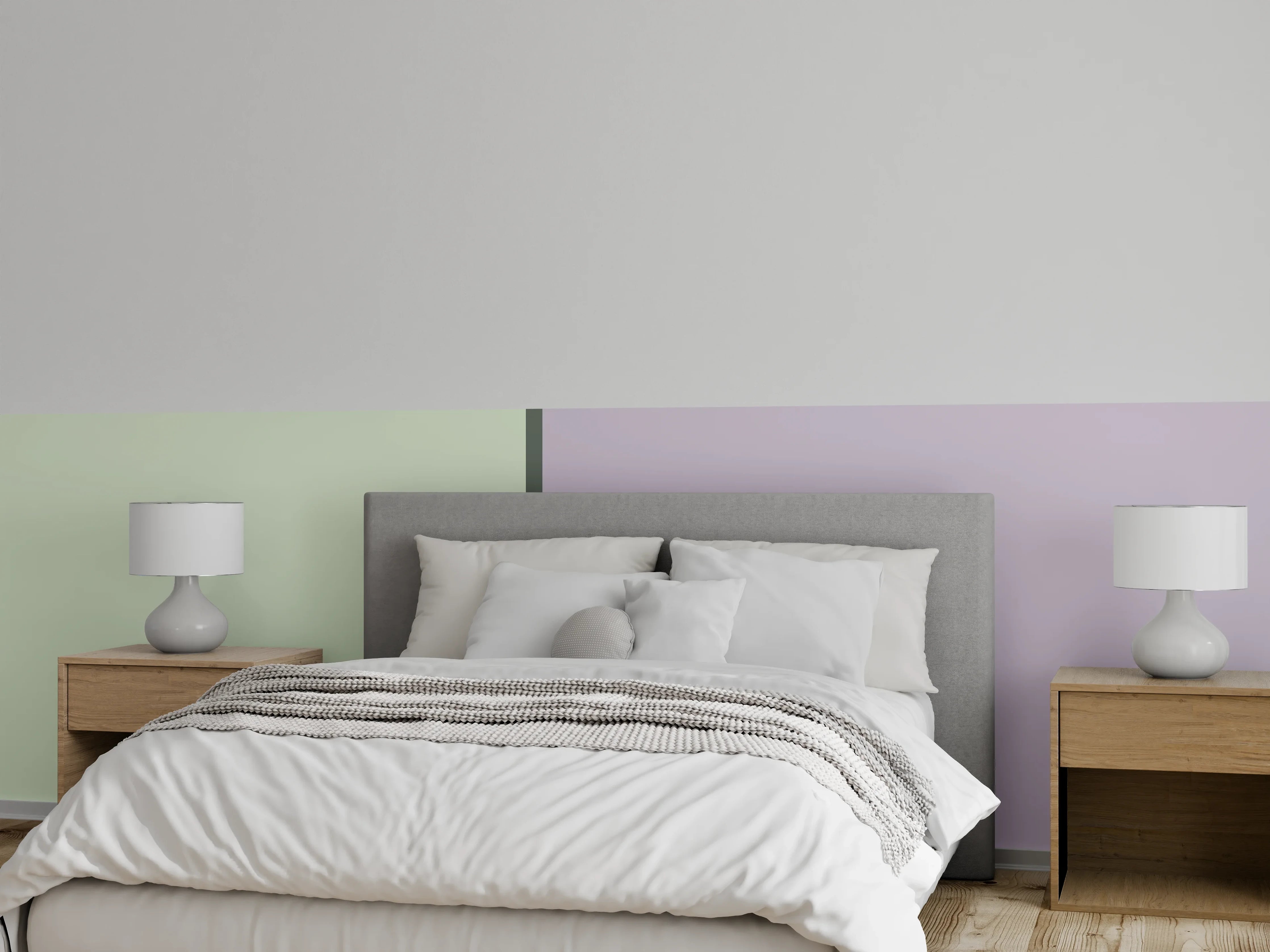 Wandverkleidung Schlafzimmer - Pastellfarbene Zickzack-Musterwand