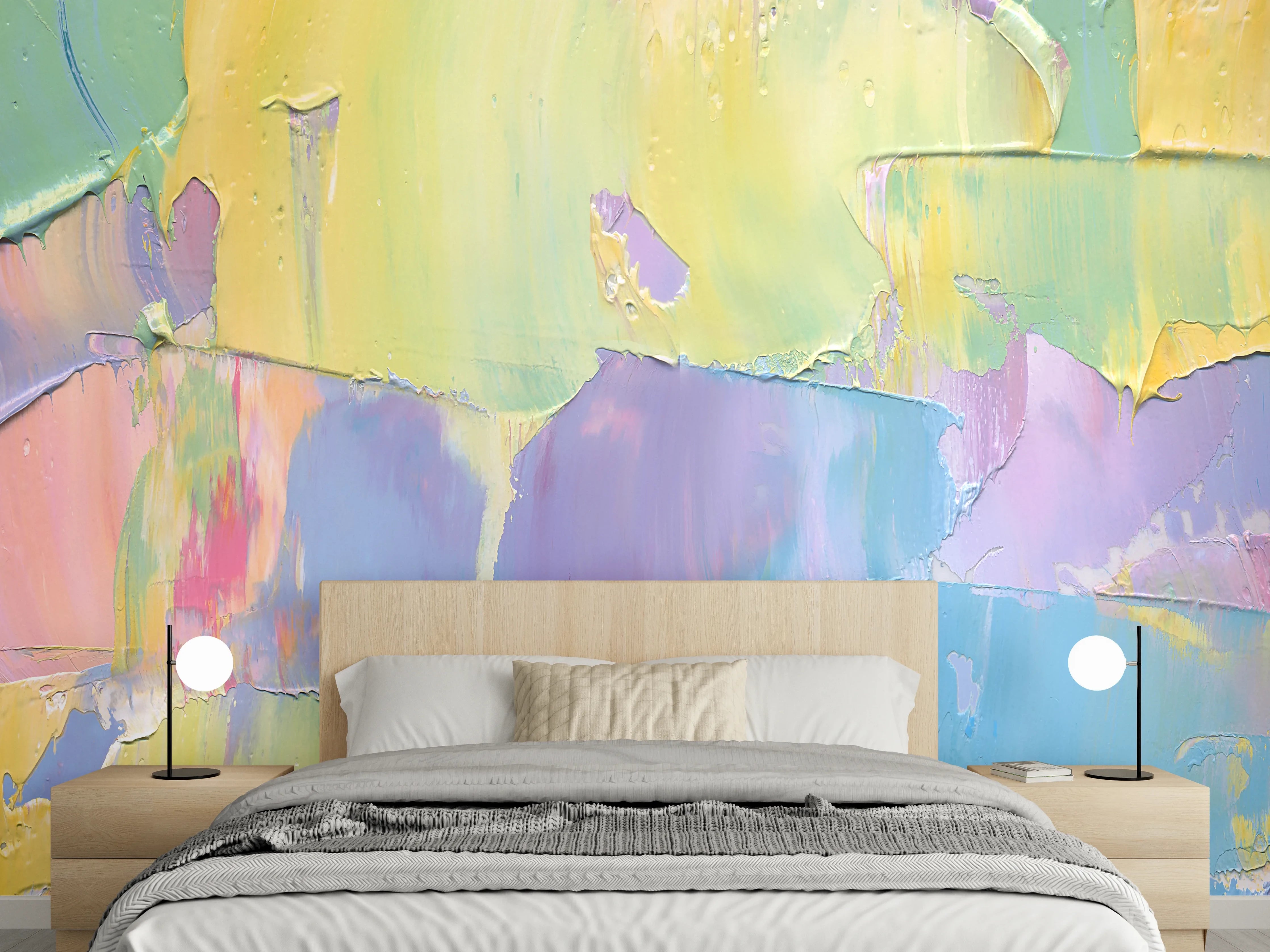 Wandverkleidung Schlafzimmer - Pastellfarbenes Abstraktes Wandbild