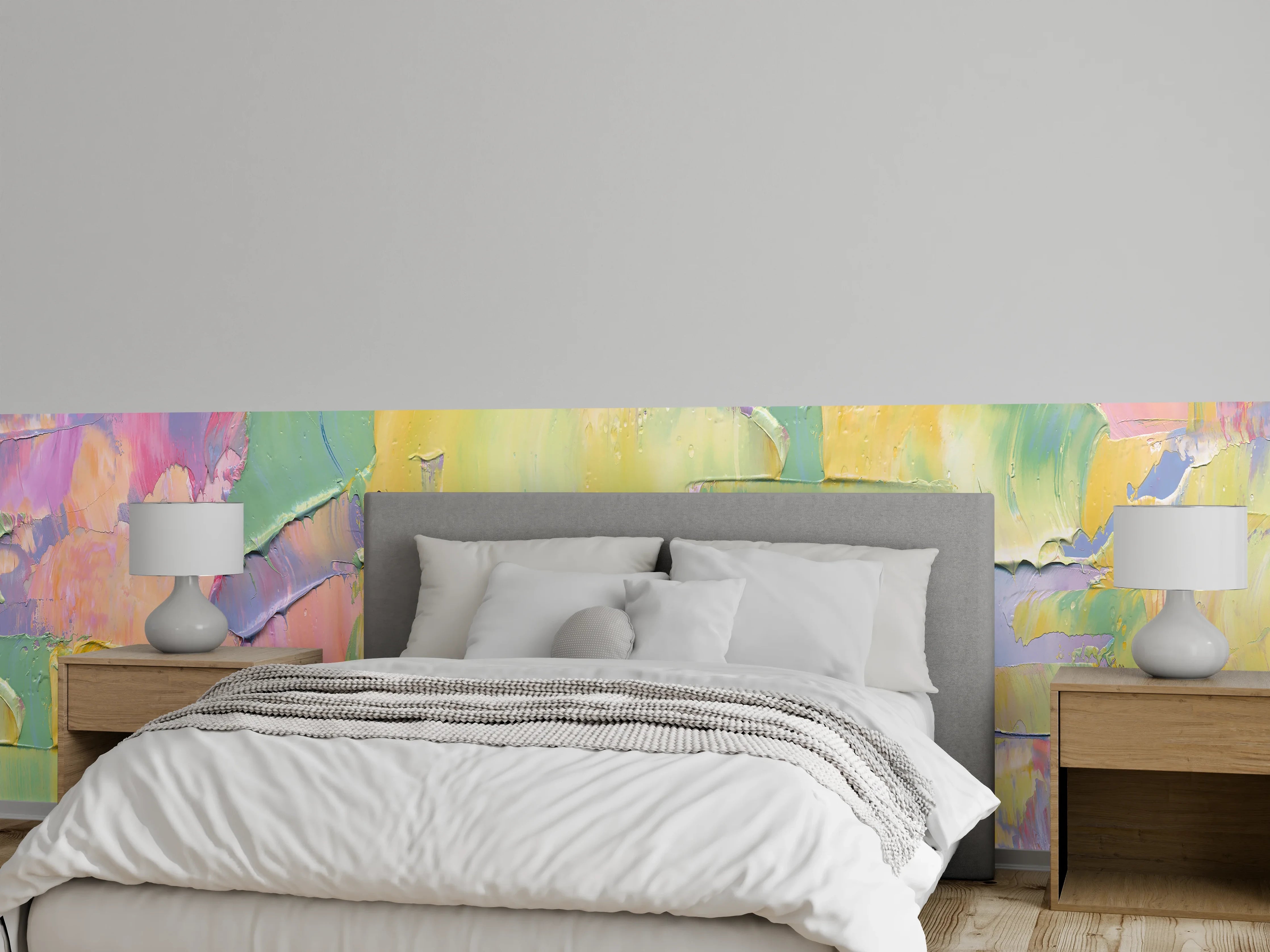 Wandverkleidung Schlafzimmer - Pastellfarbenes Abstraktes Wandbild