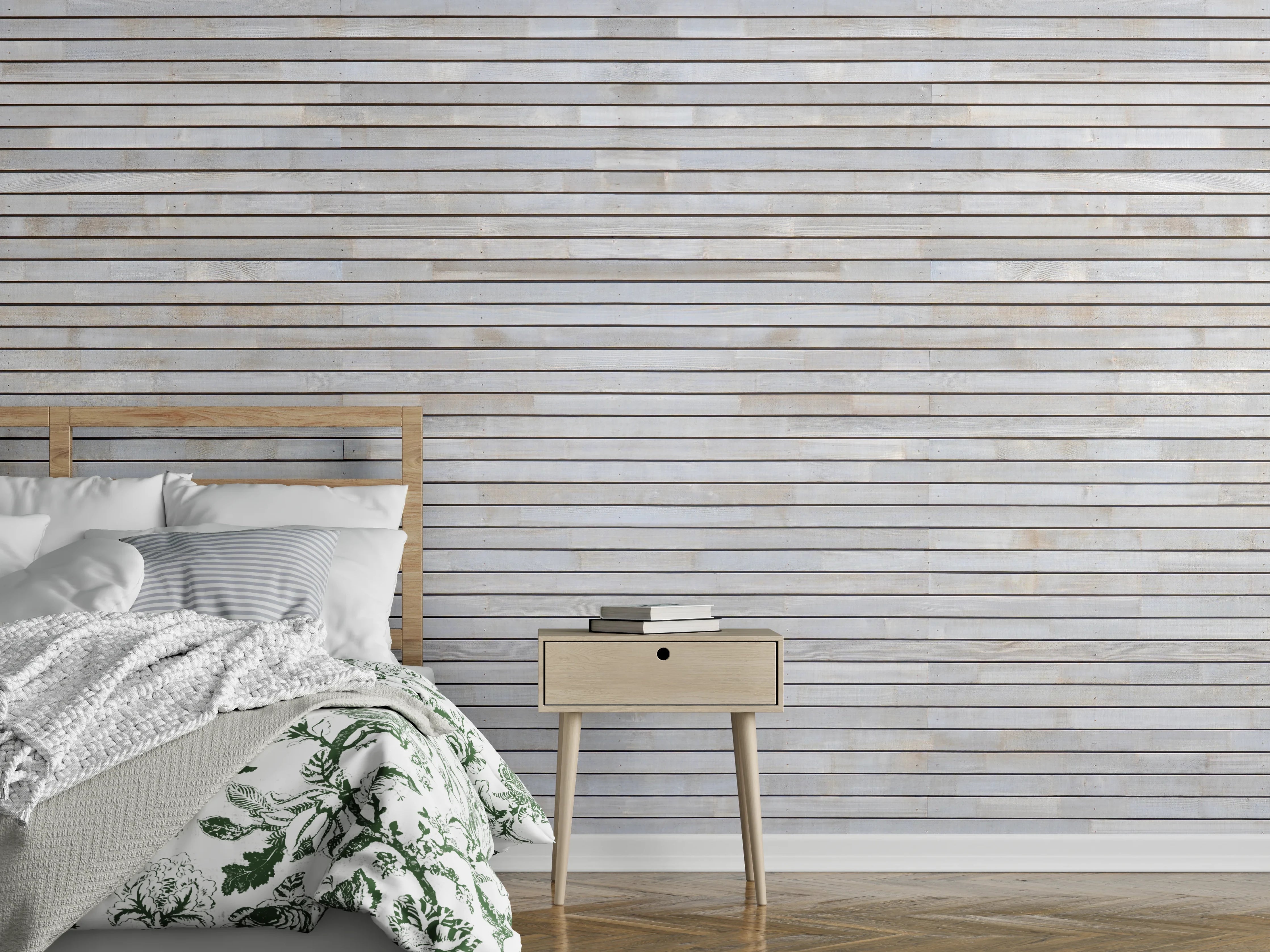 Wandverkleidung Schlafzimmer - Pastellfarbige Holzfassade