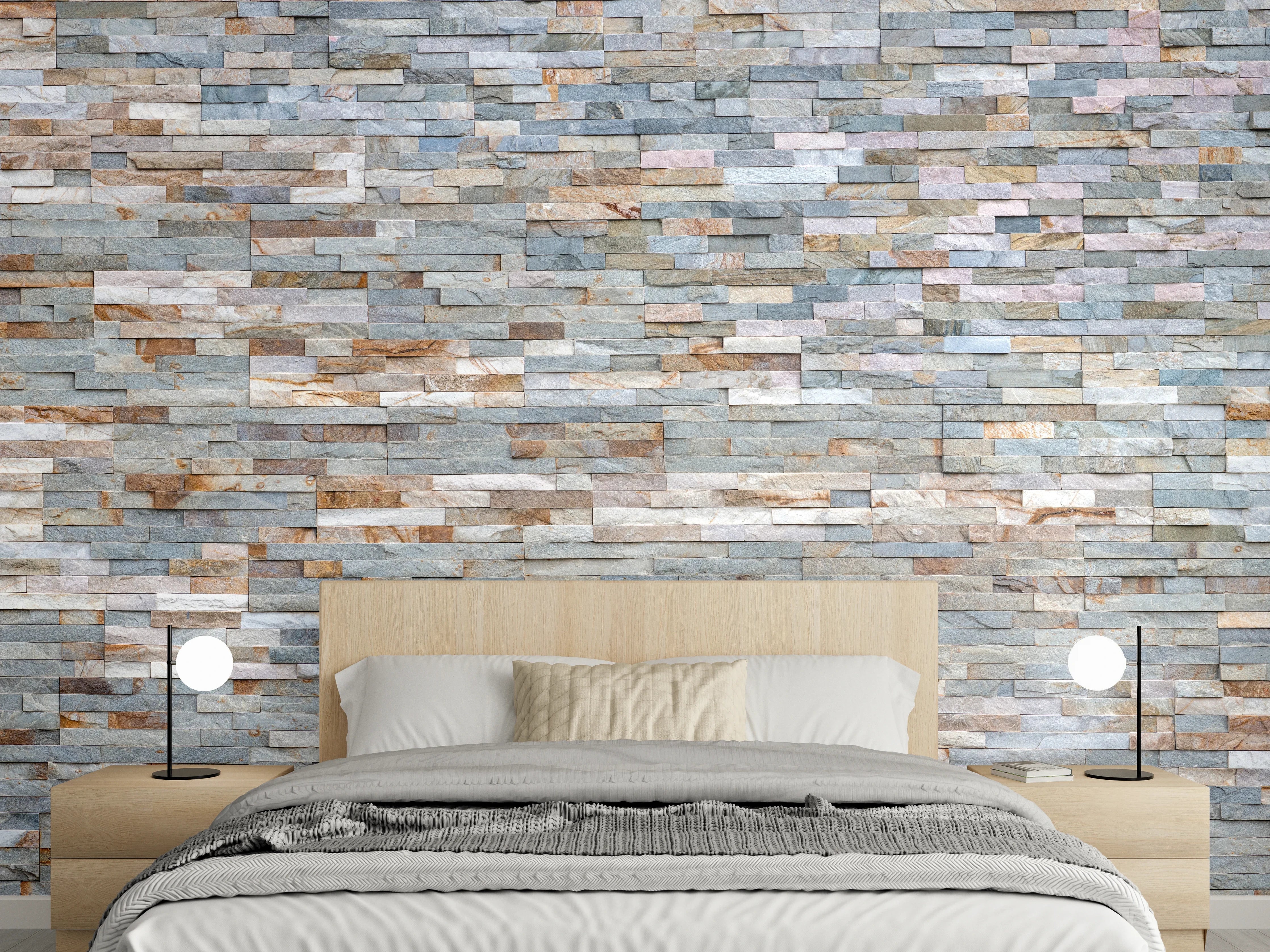 Wandverkleidung Schlafzimmer - Pastellfarbige Schieferstein Textur