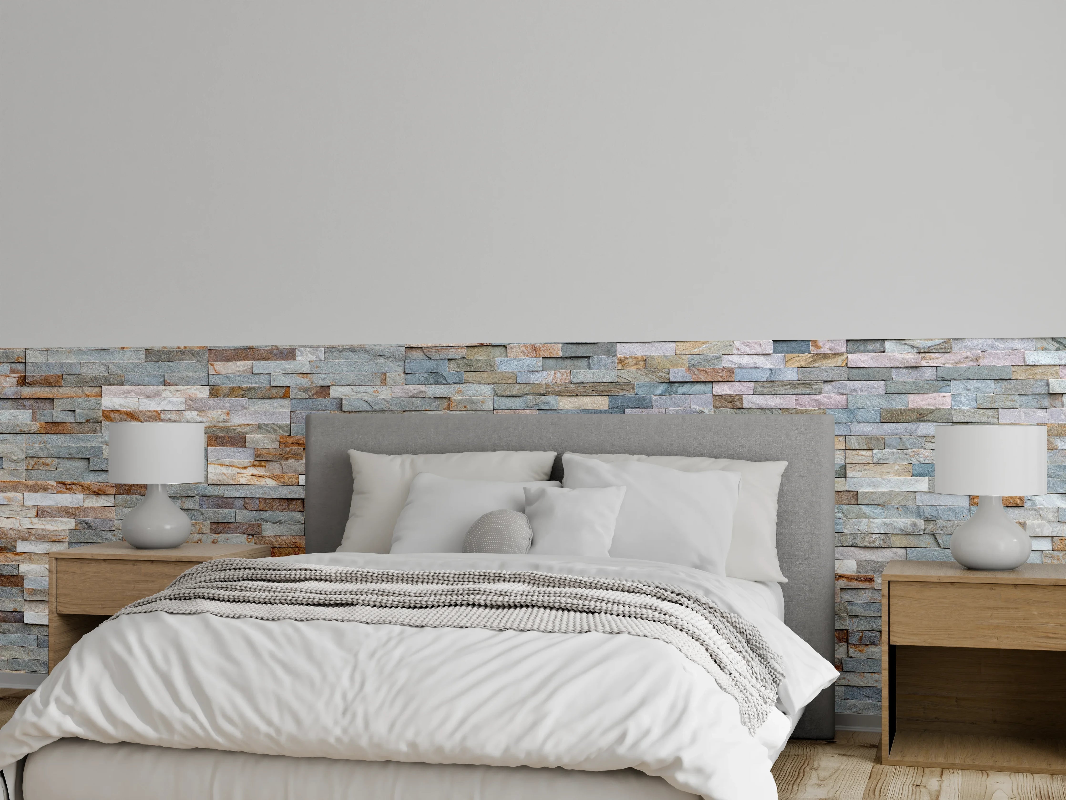 Wandverkleidung Schlafzimmer - Pastellfarbige Schieferstein Textur
