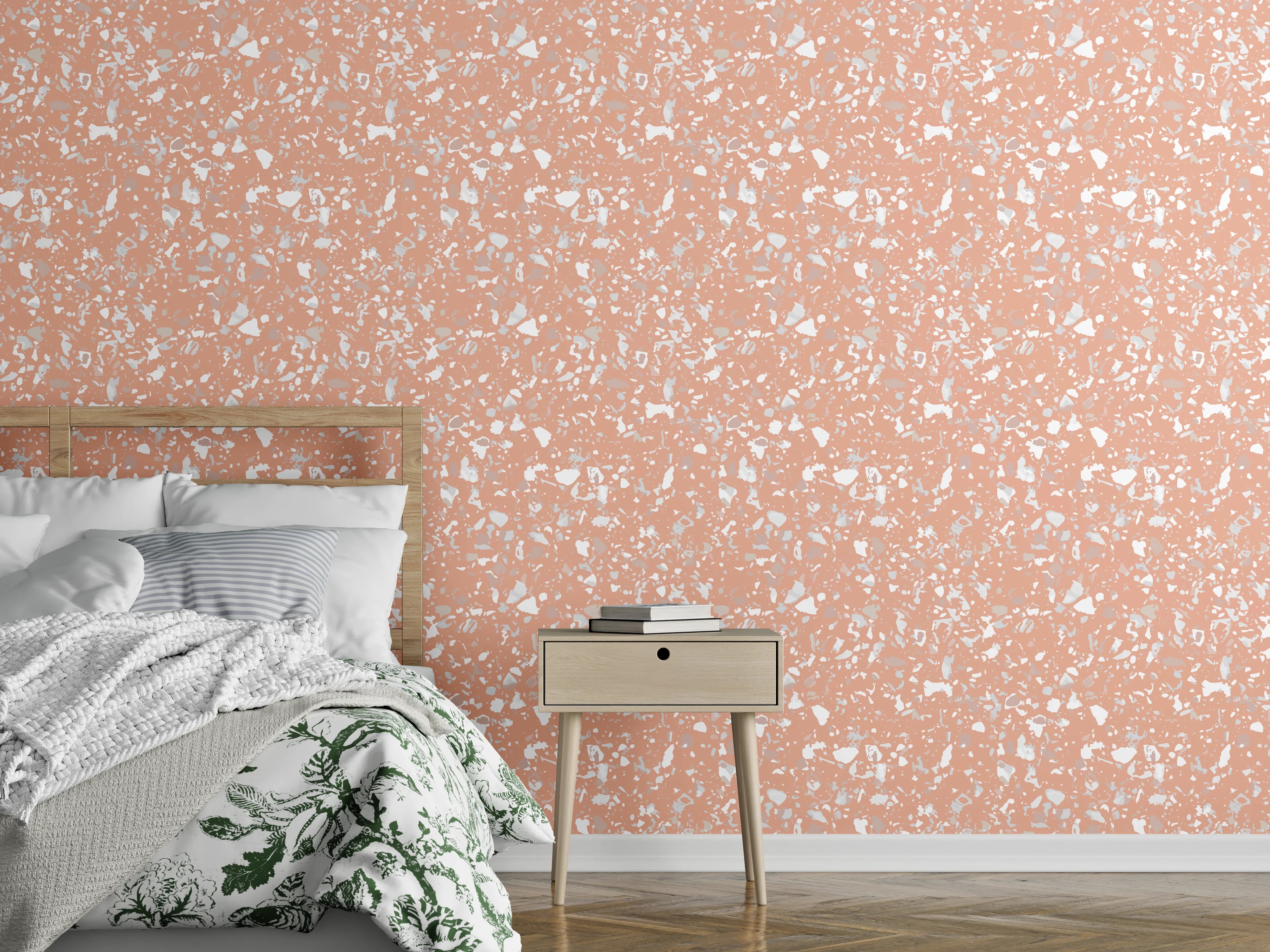 Wandverkleidung Schlafzimmer - Pastelliges Blumen-Muster Tapete