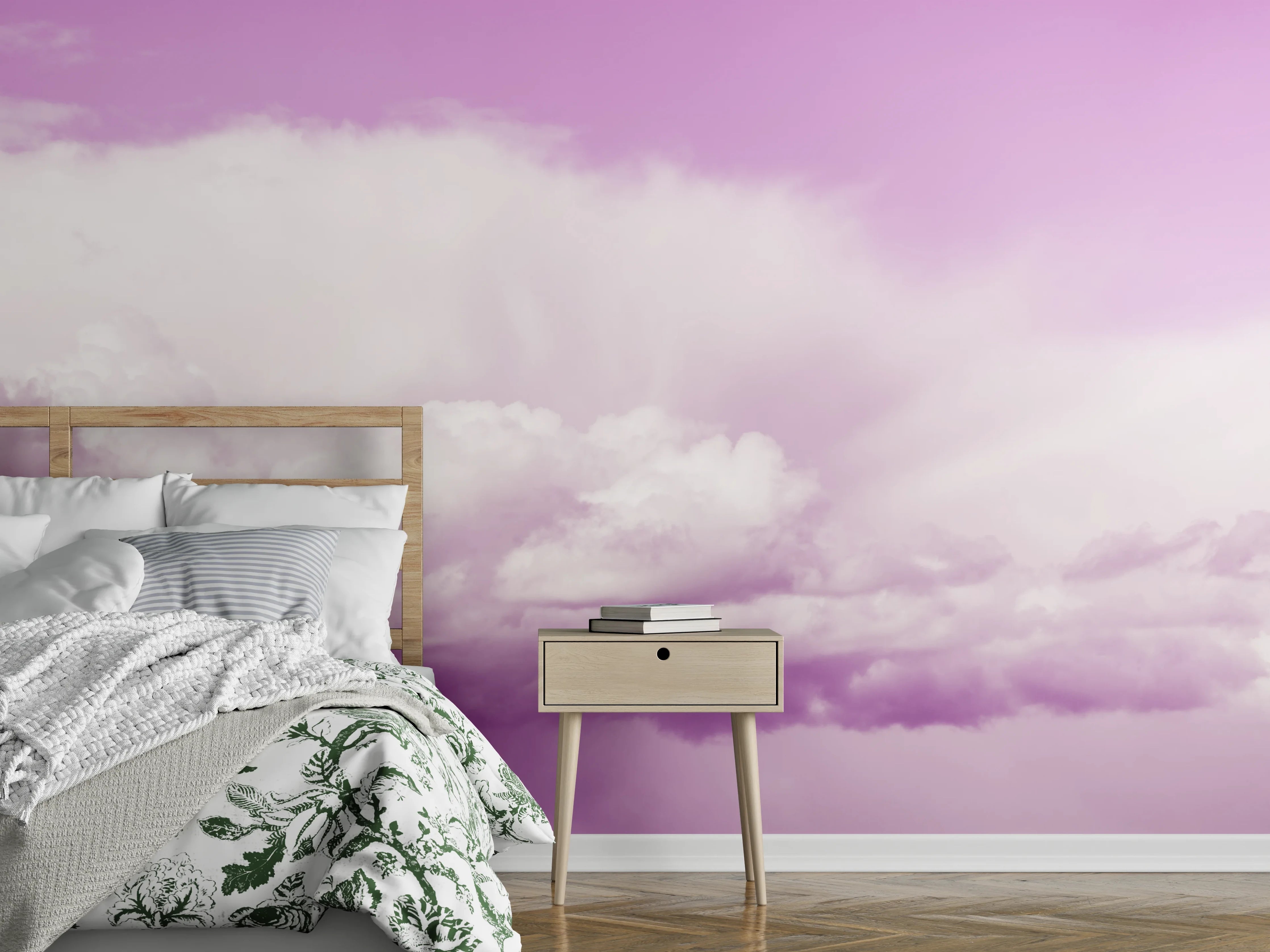 Wandverkleidung Schlafzimmer - Pastellrosa Himmelspanorama