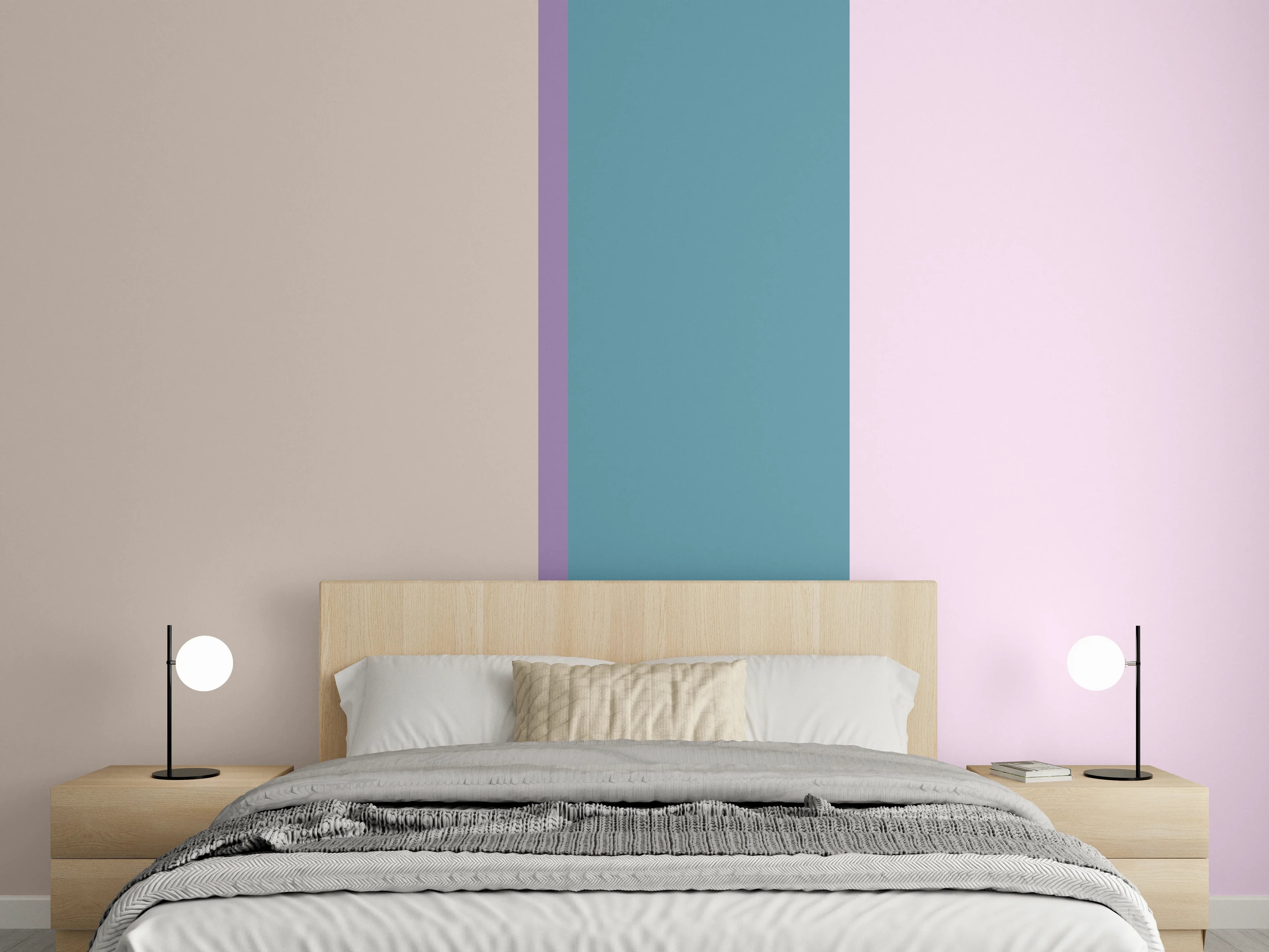 Wandverkleidung Schlafzimmer - Pastellstreifen mit sanften Grauschattierungen