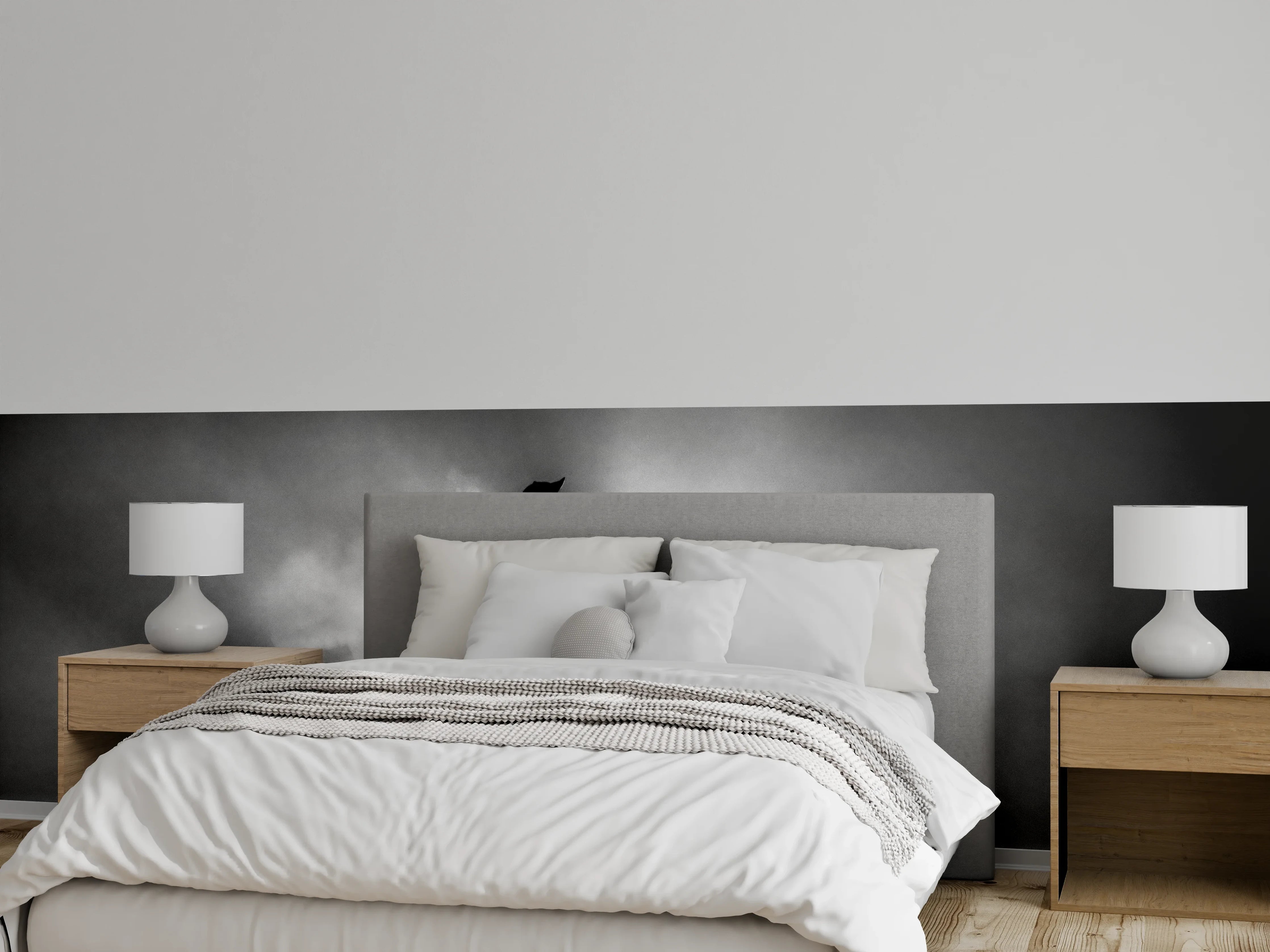 Wandverkleidung Schlafzimmer - Pferd-Aufzucht in Schwarz-Weiß