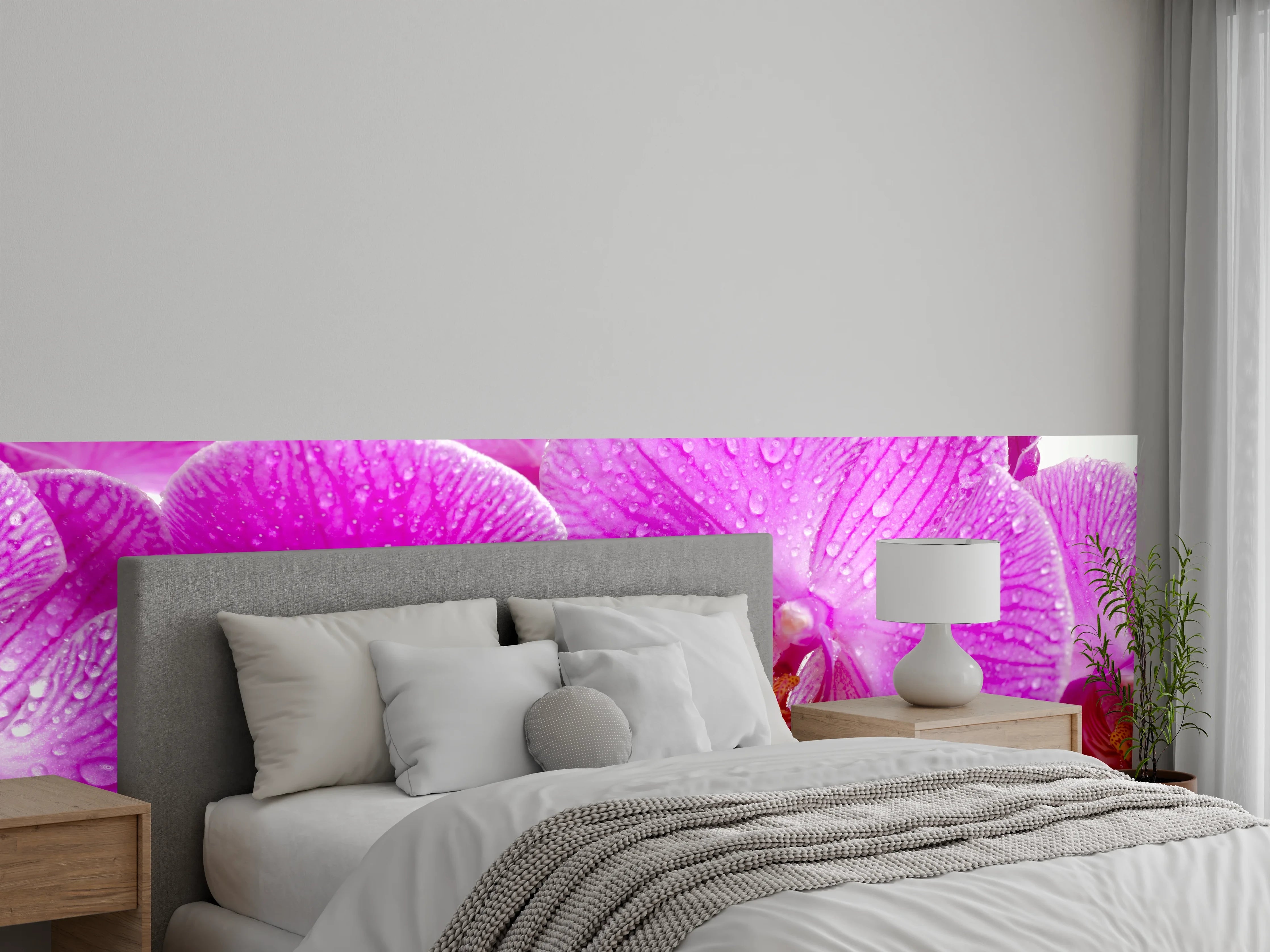 Wandverkleidung Schlafzimmer - Pinke Orchideen