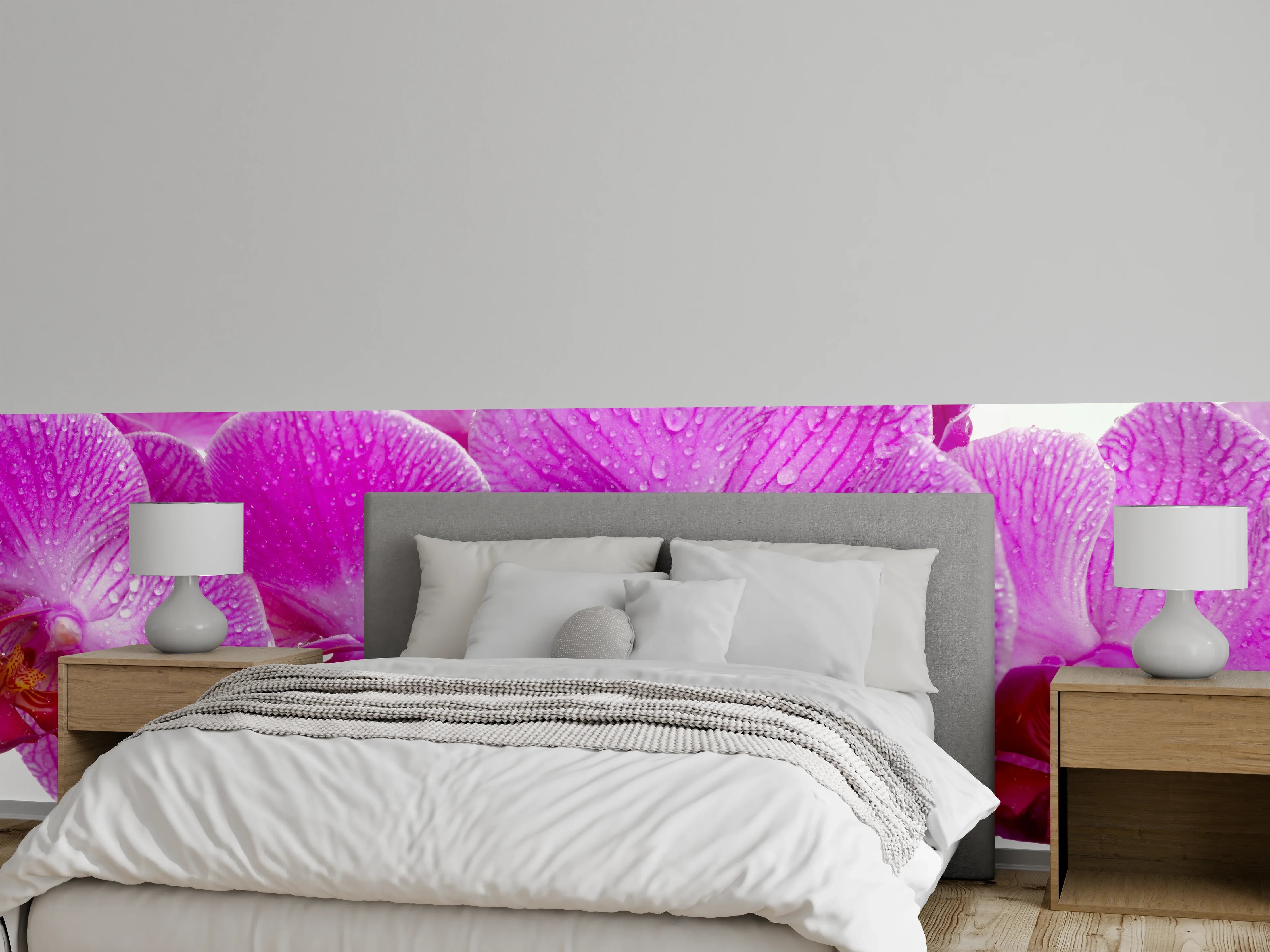 Wandverkleidung Schlafzimmer - Pinke Orchideen