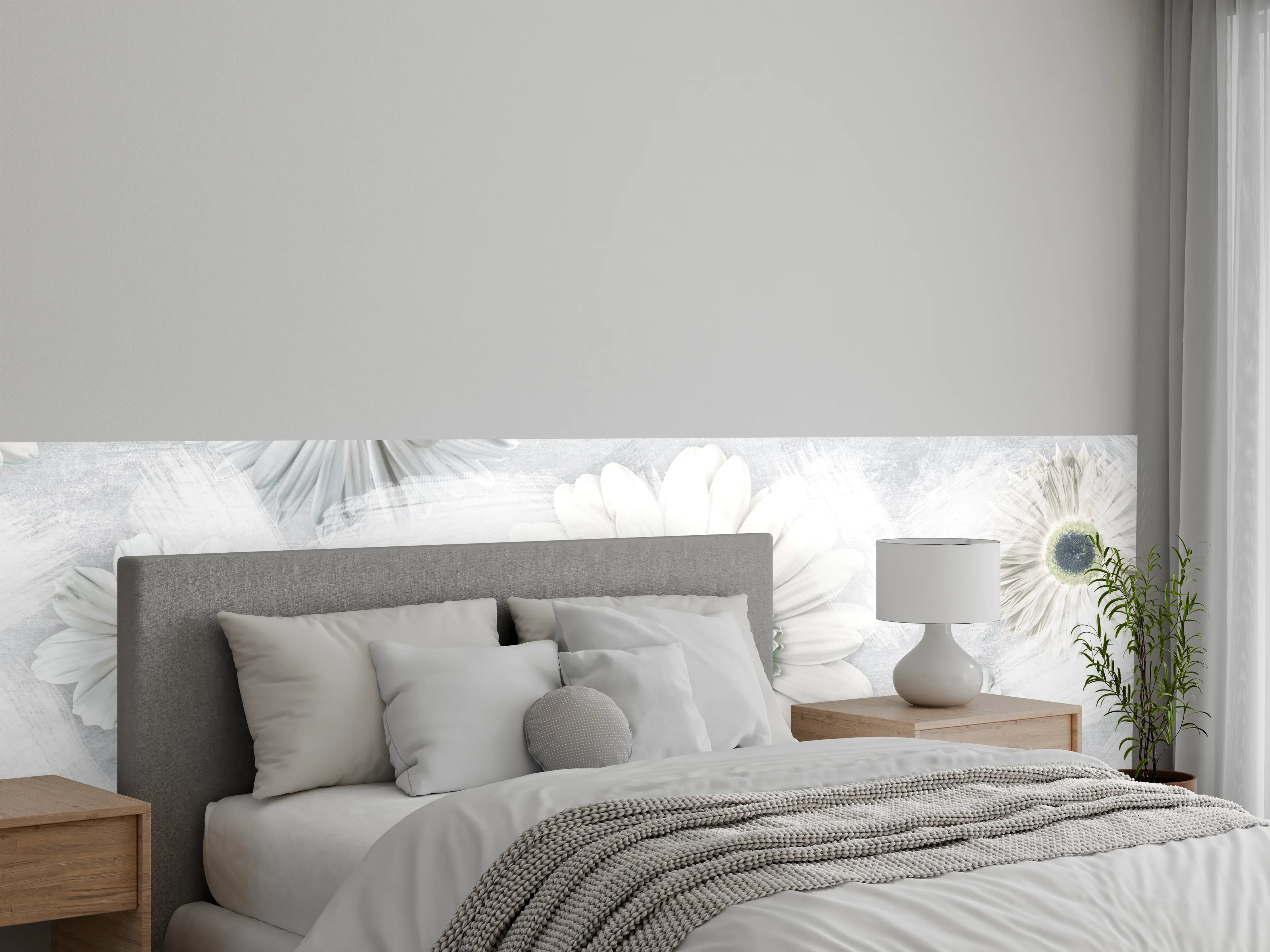 Wandverkleidung Schlafzimmer - Pinsel Effekt - Blumen Muster
