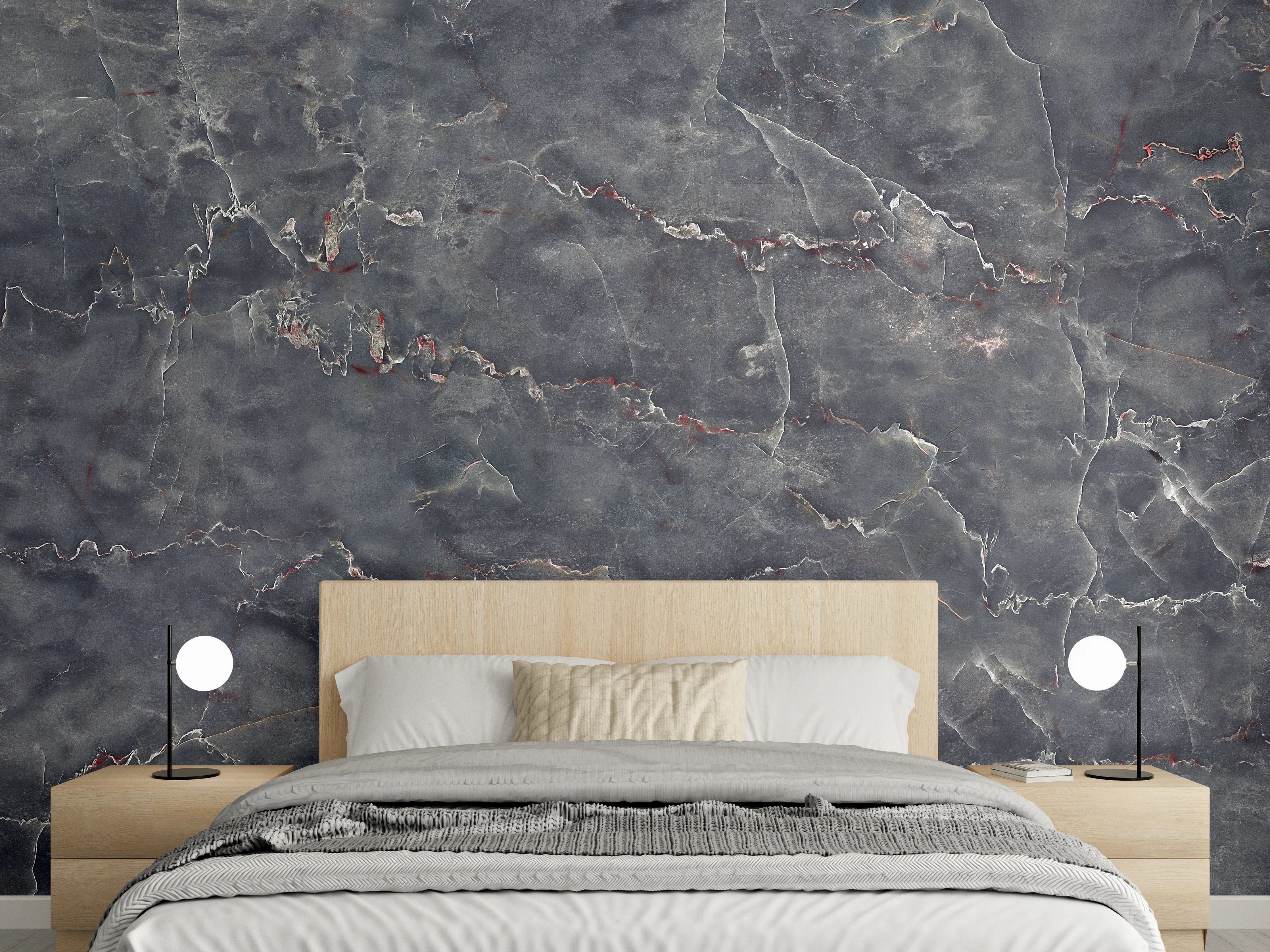 Wandverkleidung Schlafzimmer - Polierter Onyxmarmor mit Adern