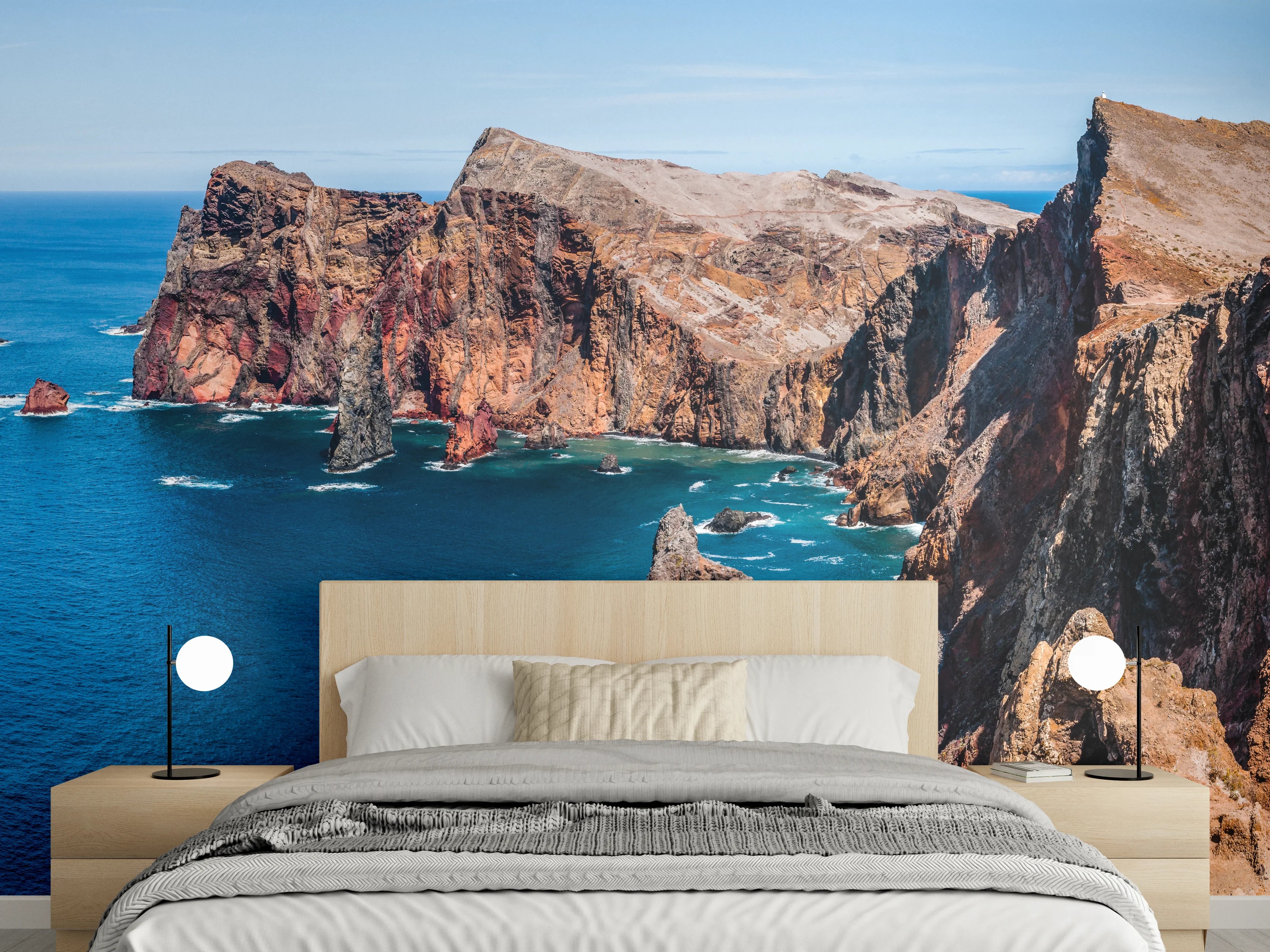 Wandverkleidung Schlafzimmer - Portugal Felsklippen, Tiefes Blau